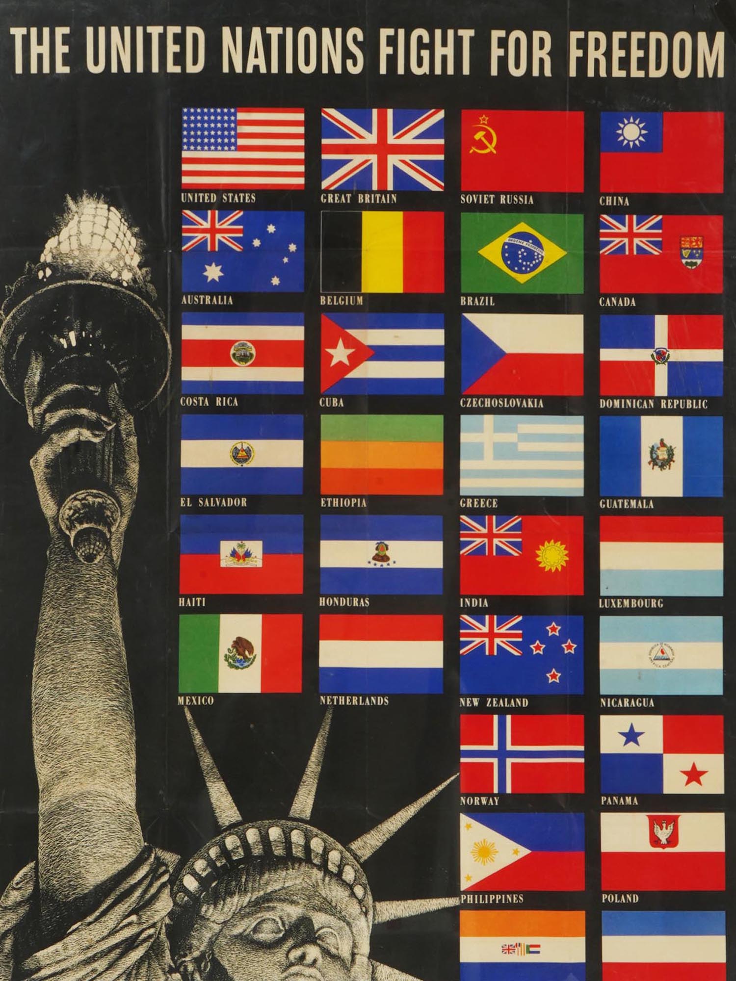 1942 AMERICAN WWII ERA THE UNITED NATIONS POSTER PIC-2