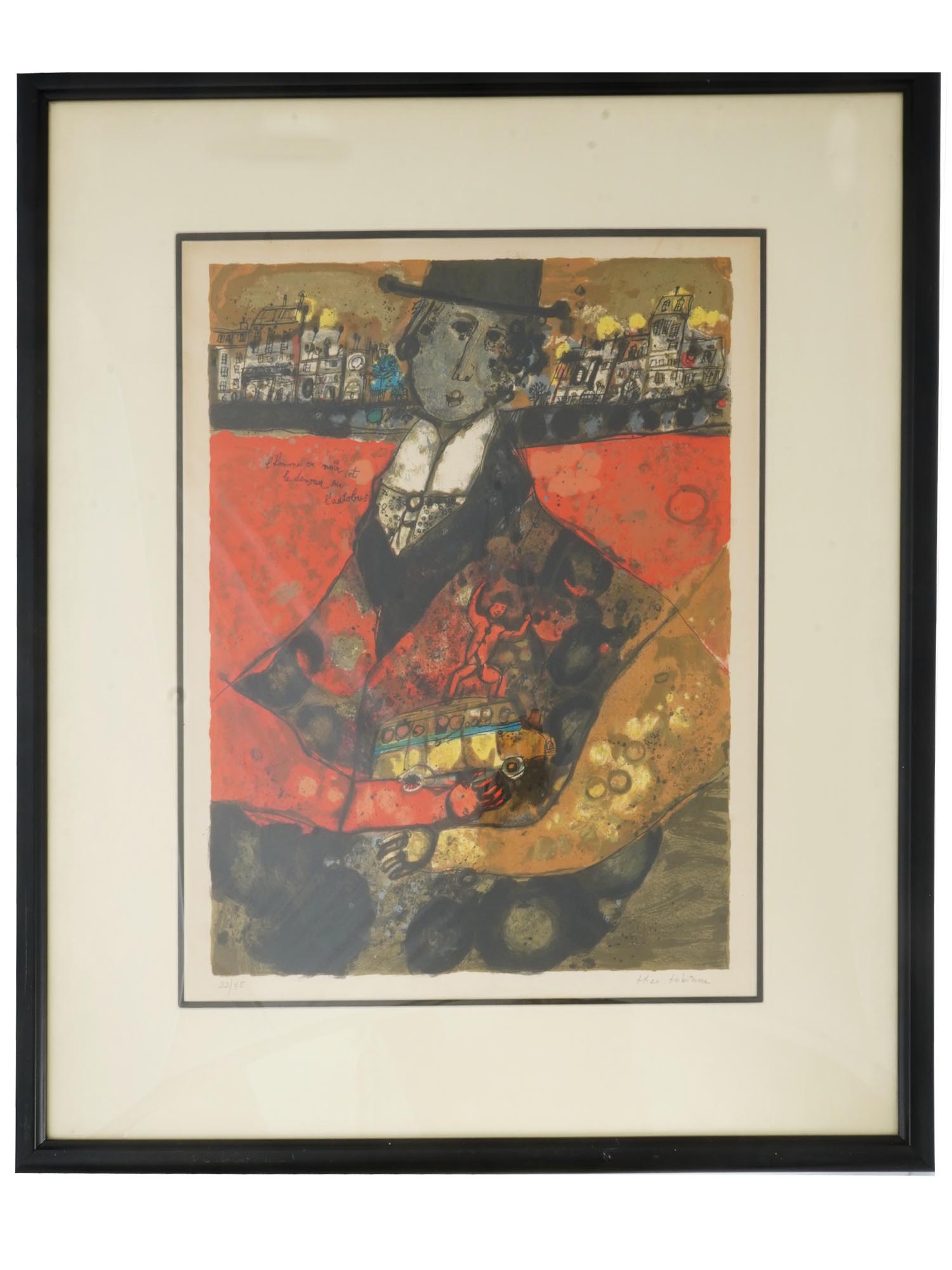 LITHOGRAPH PRINT MAN IN BLACK BY THEO TOBIASSE PIC-0