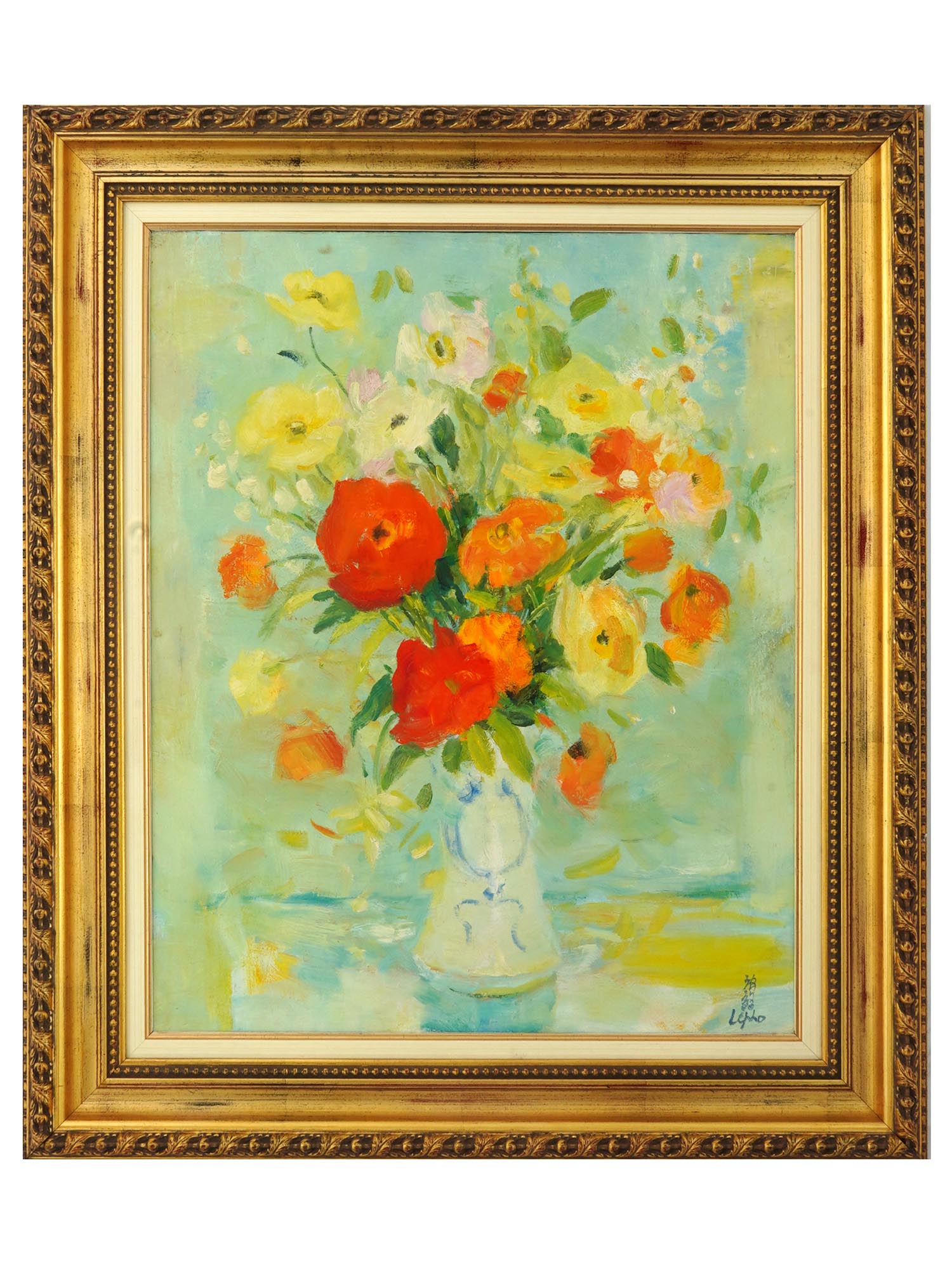 VIETNAMESE STILL LIFE FLORAL PAINTING BY LE PHO PIC-0