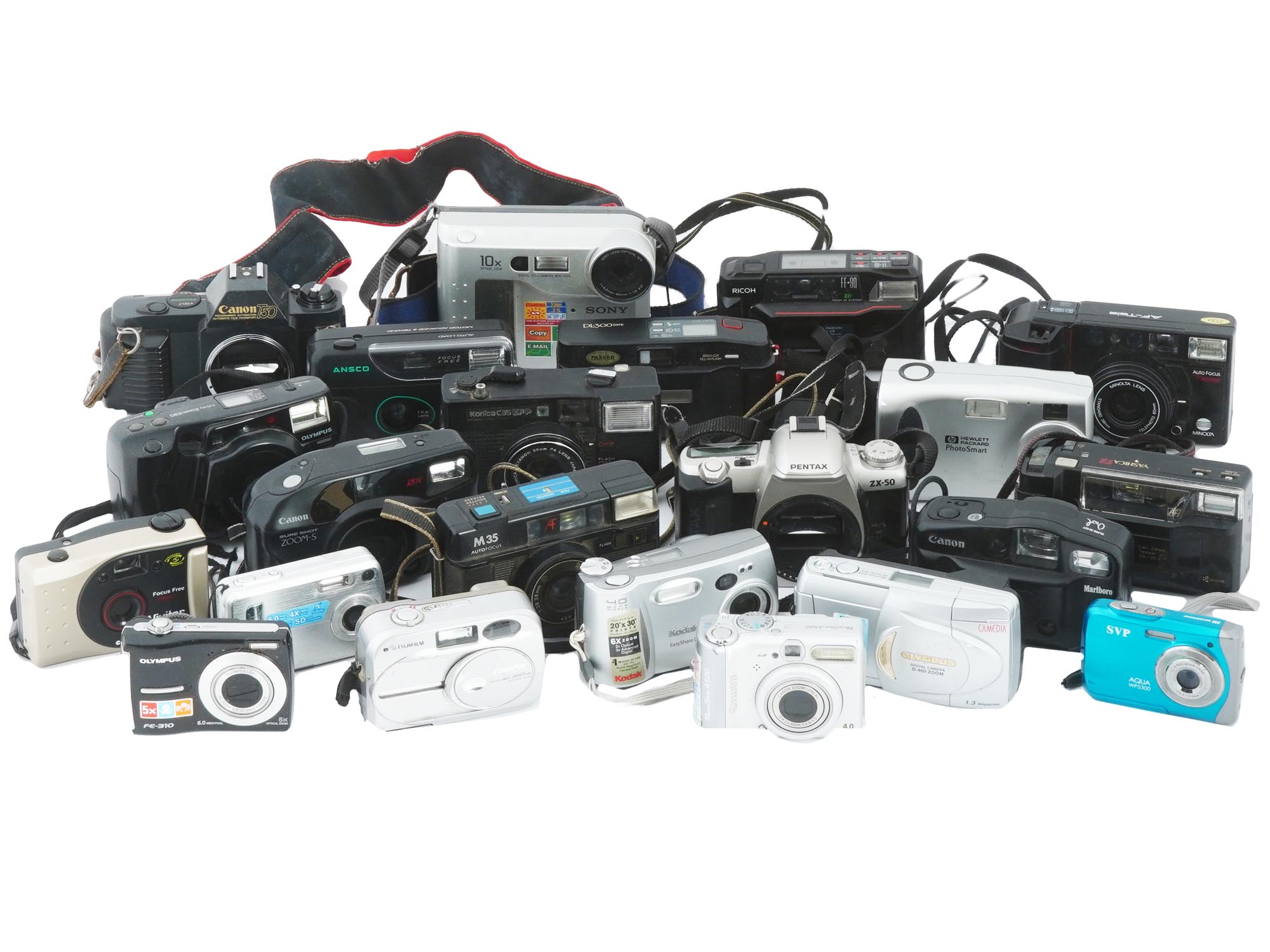 LARGE COLLECTION OF 22 COMPACT VINTAGE CAMERAS PIC-0