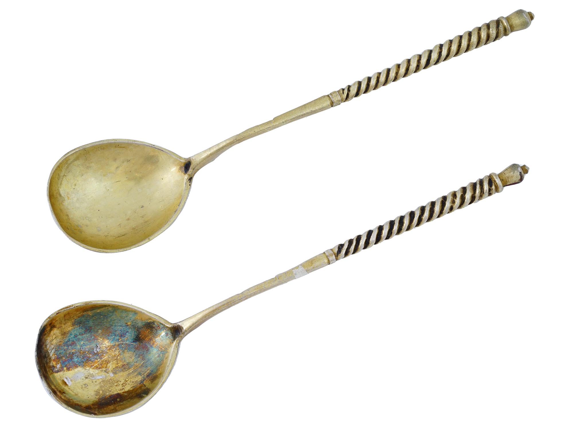 RUSSIAN GILT SILVER NIELLO DESSERT SPOONS PIC-0