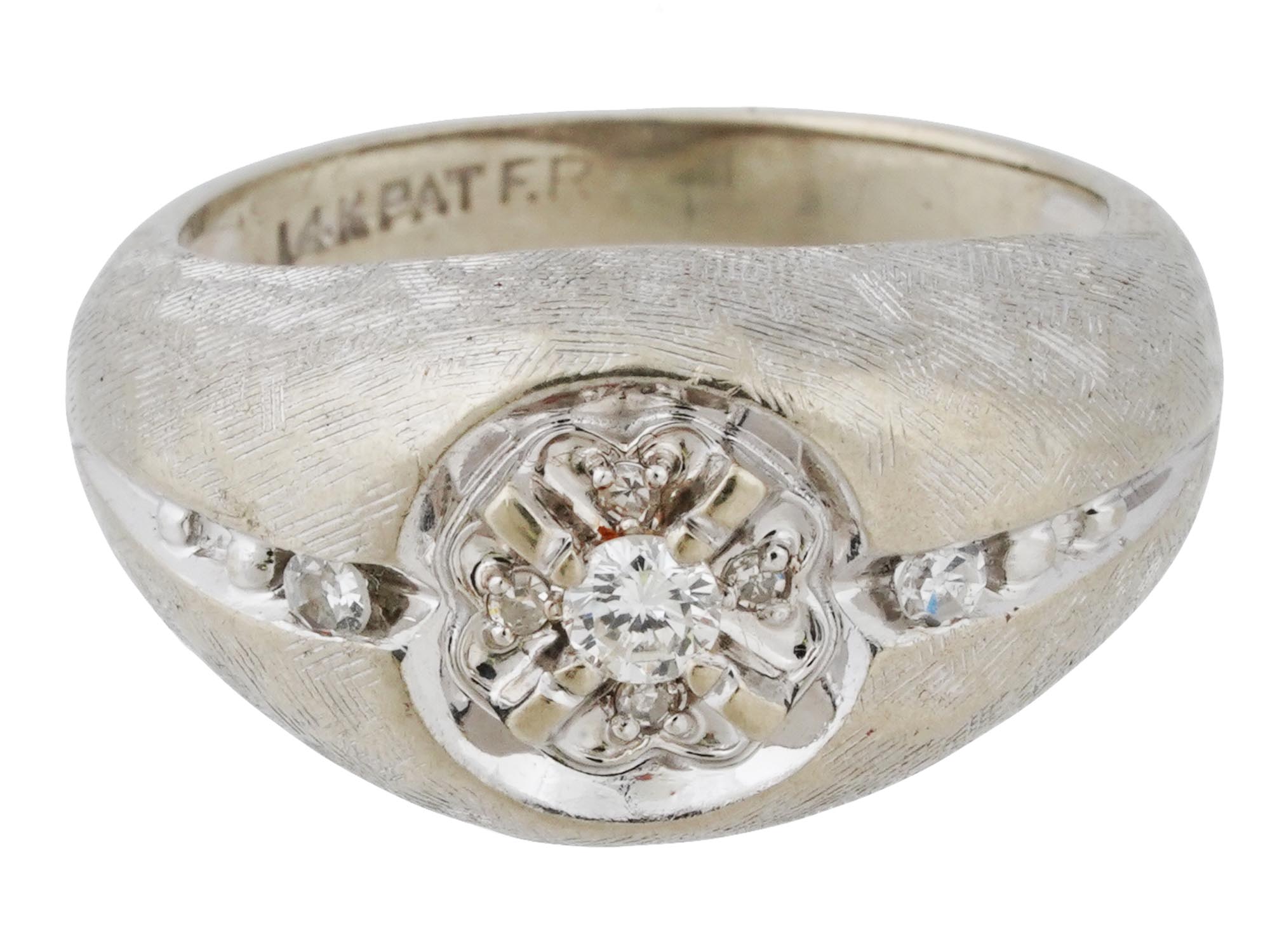 VINTAGE 14K WHITE GOLD DIAMOND RING PIC-0