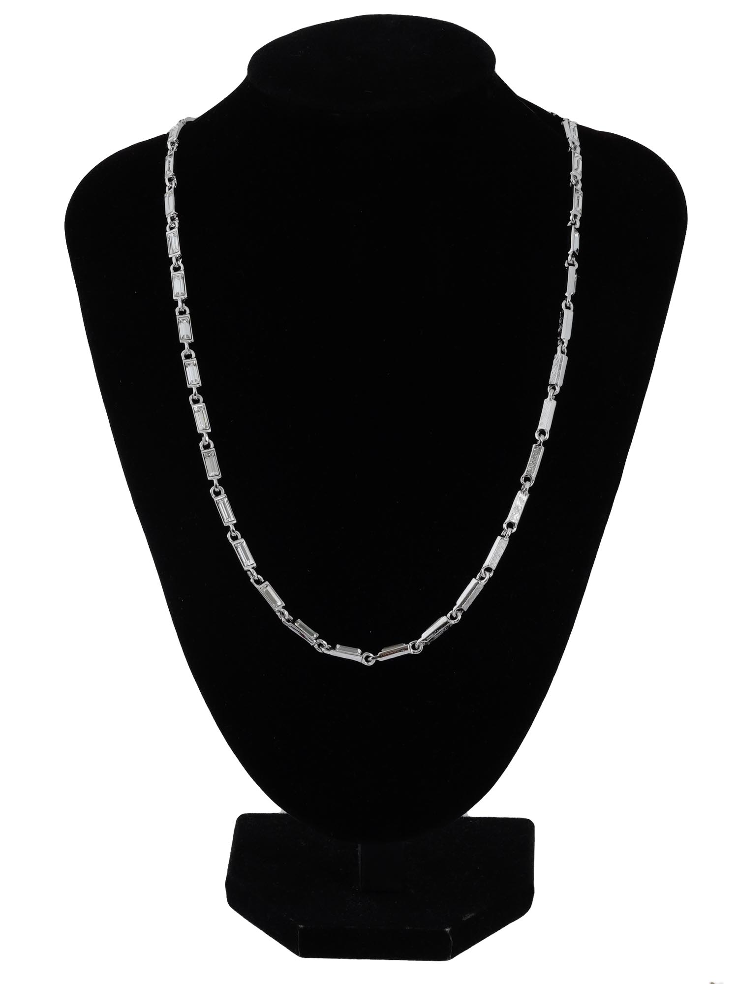 JUDITH LEIBER CRYSTAL BAGUETTE FRINGE CHAIN NECKLACE IOB PIC-1