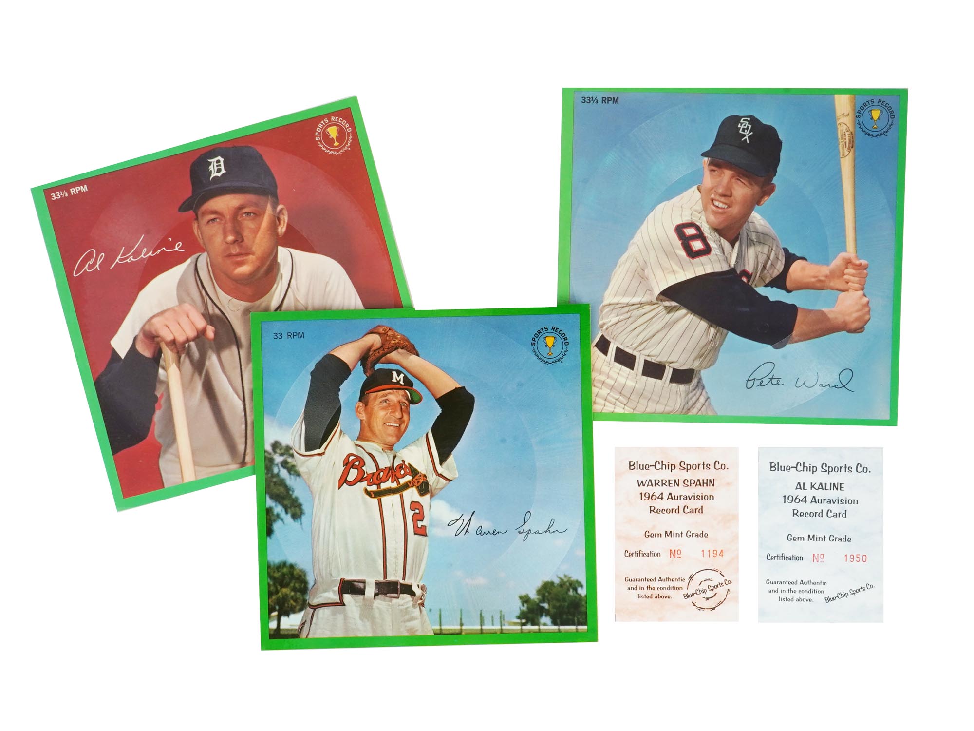 SIGNED BASEBALL CARDS WITH 1964 RECORD HOLDERS PIC-0