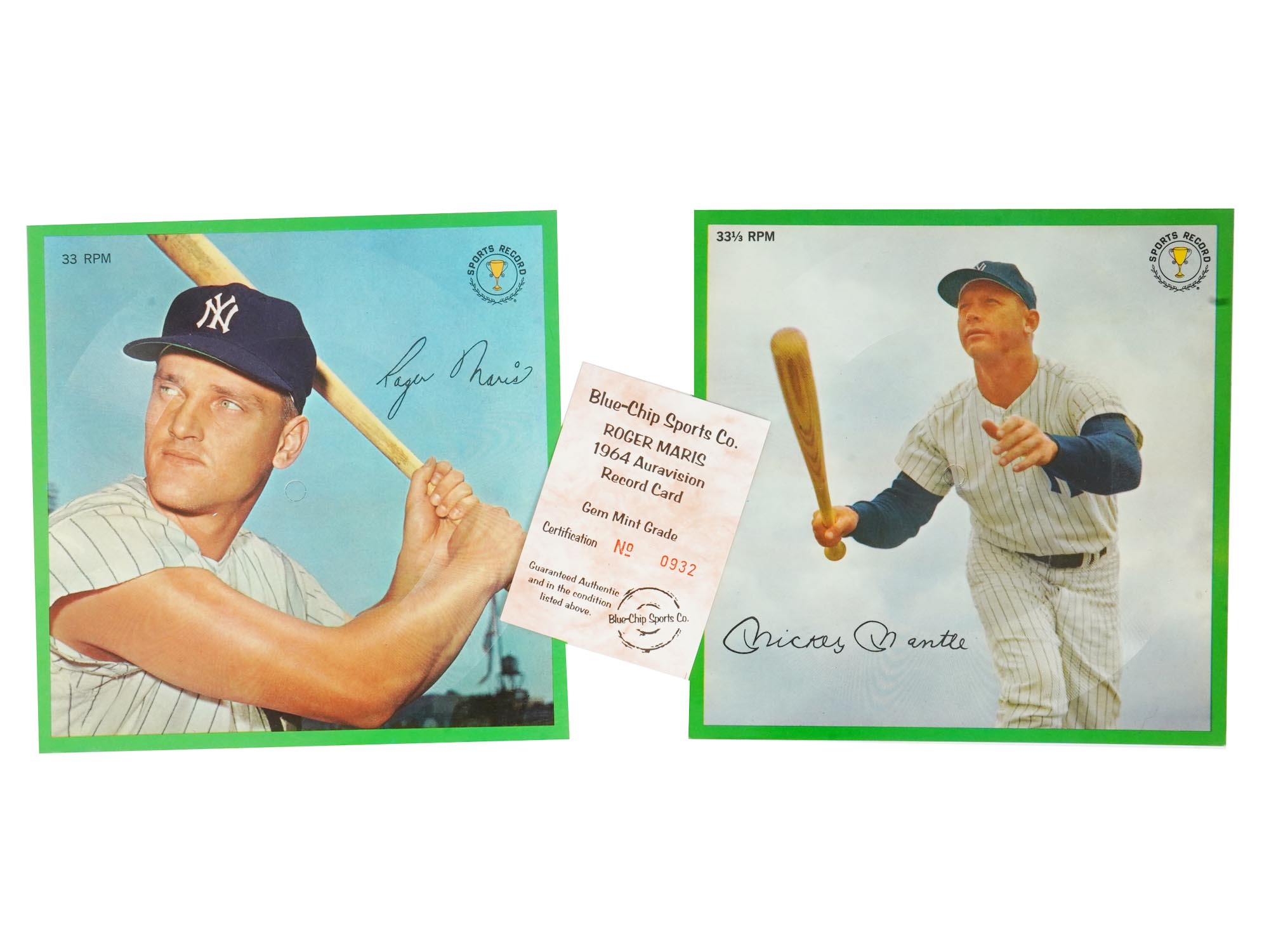 SIGNED BASEBALL CARDS WITH 1964 RECORD HOLDERS PIC-0