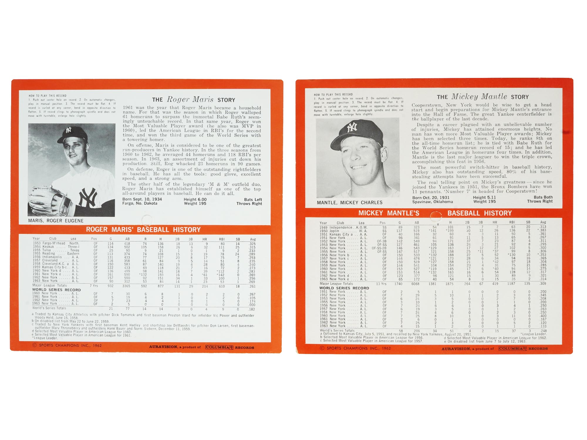 SIGNED BASEBALL CARDS WITH 1964 RECORD HOLDERS PIC-3