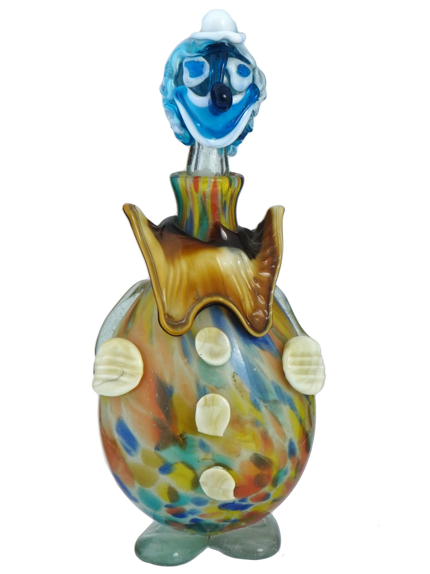 ITALIAN MURANO HAND BLOWN ART GLASS CLOWN DECANTER PIC-1