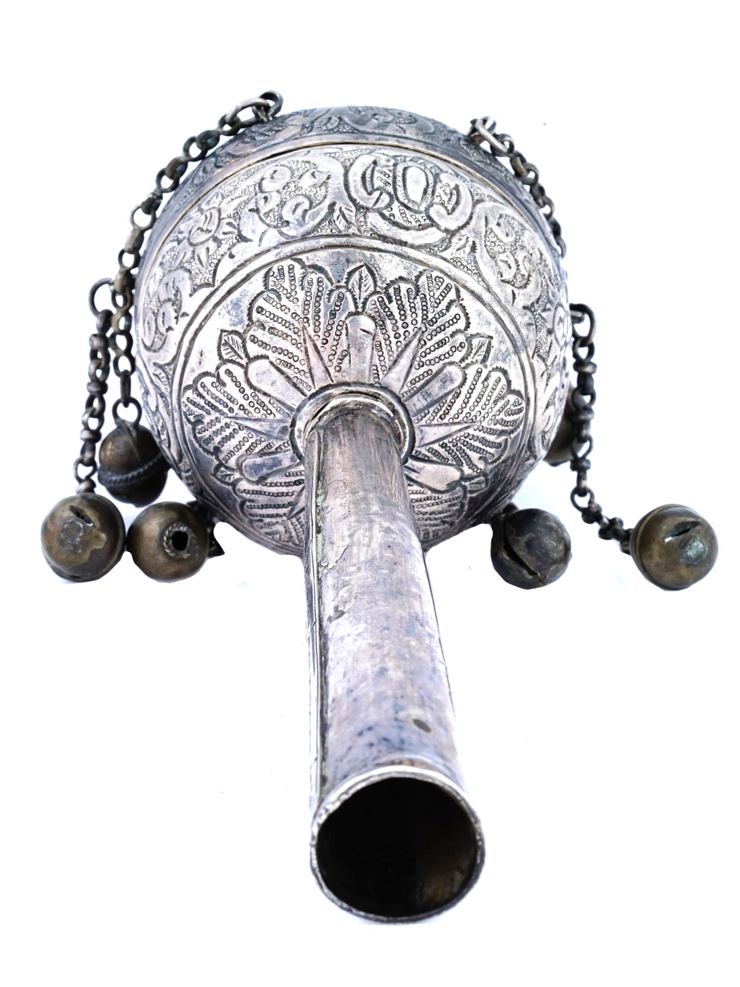 ANTIQUE 19TH C OTTOMAN JUDAICA SILVER TORAH FINIAL PIC-3