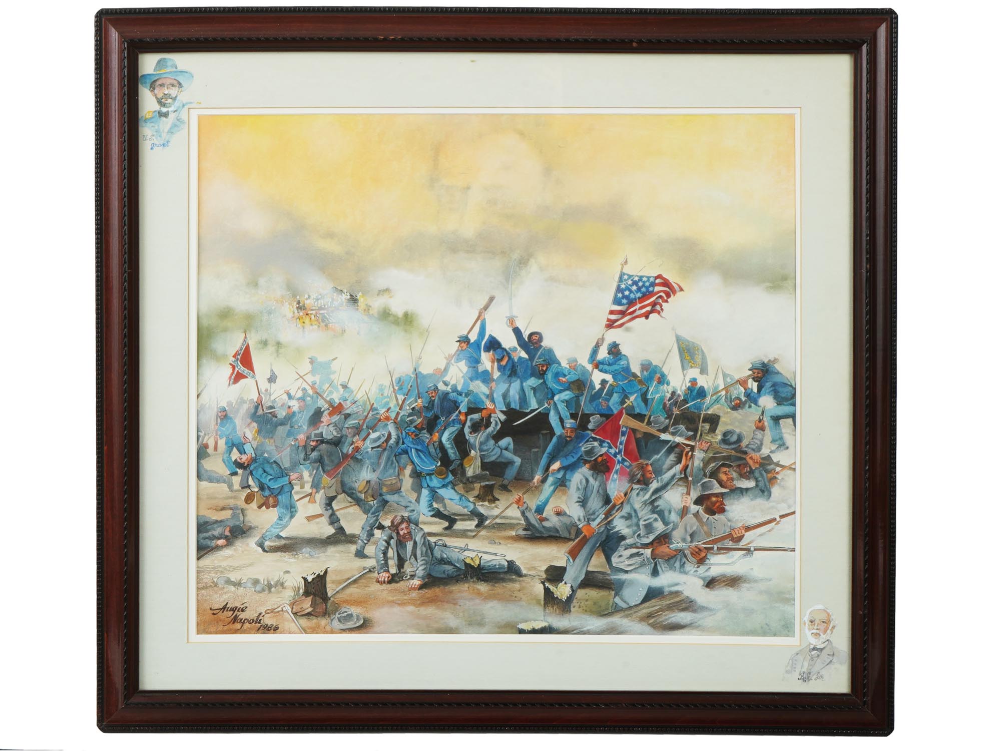 AMERICAN PAINTING BY AUGIE NAPOLI CIVIL WAR 1986 PIC-0
