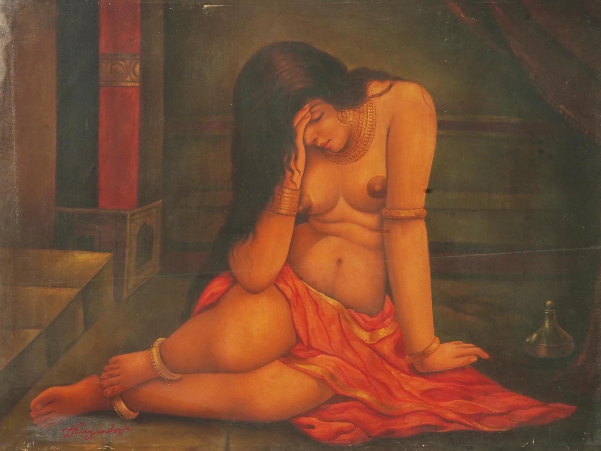INDIAN NUDE PAINTING BY HEMENDRANATH MAZUMDAR PIC-1