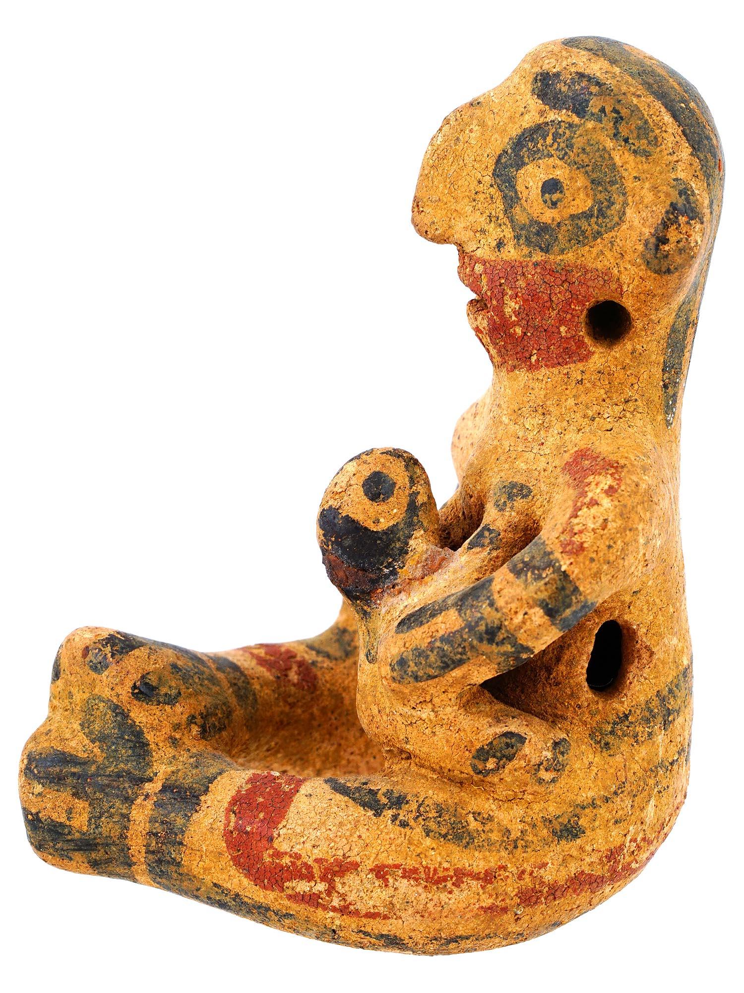 ANCIENT COSTA RICAN NICOYA FIGURE MOTHER AND CHILD PIC-2