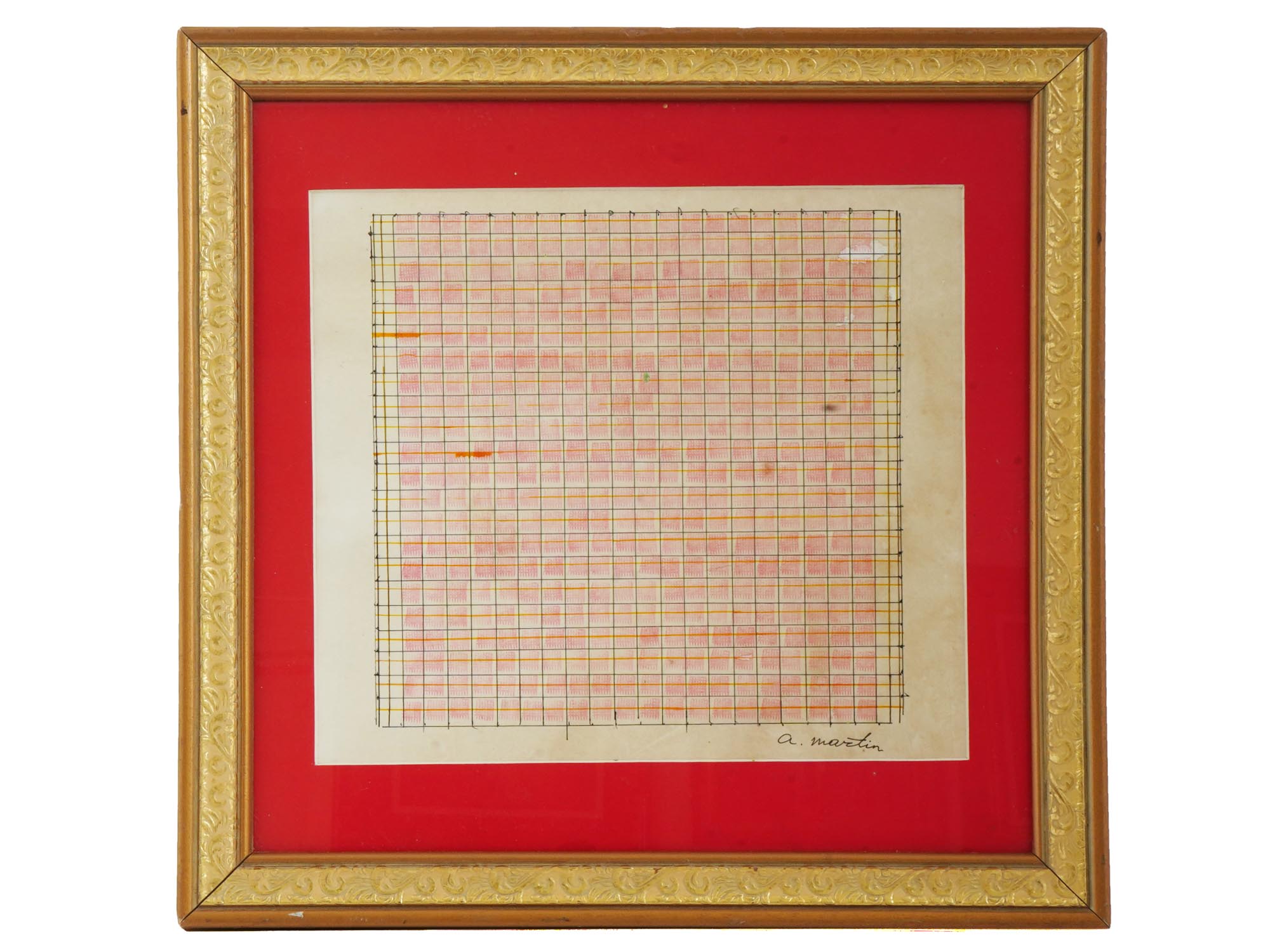 AGNES MARTIN ABSTRACT AMERICAN MIXED MEDIA PAINTING PIC-0
