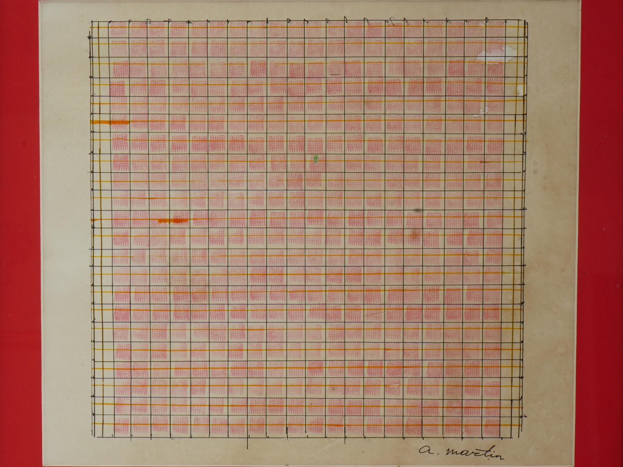AGNES MARTIN ABSTRACT AMERICAN MIXED MEDIA PAINTING PIC-1