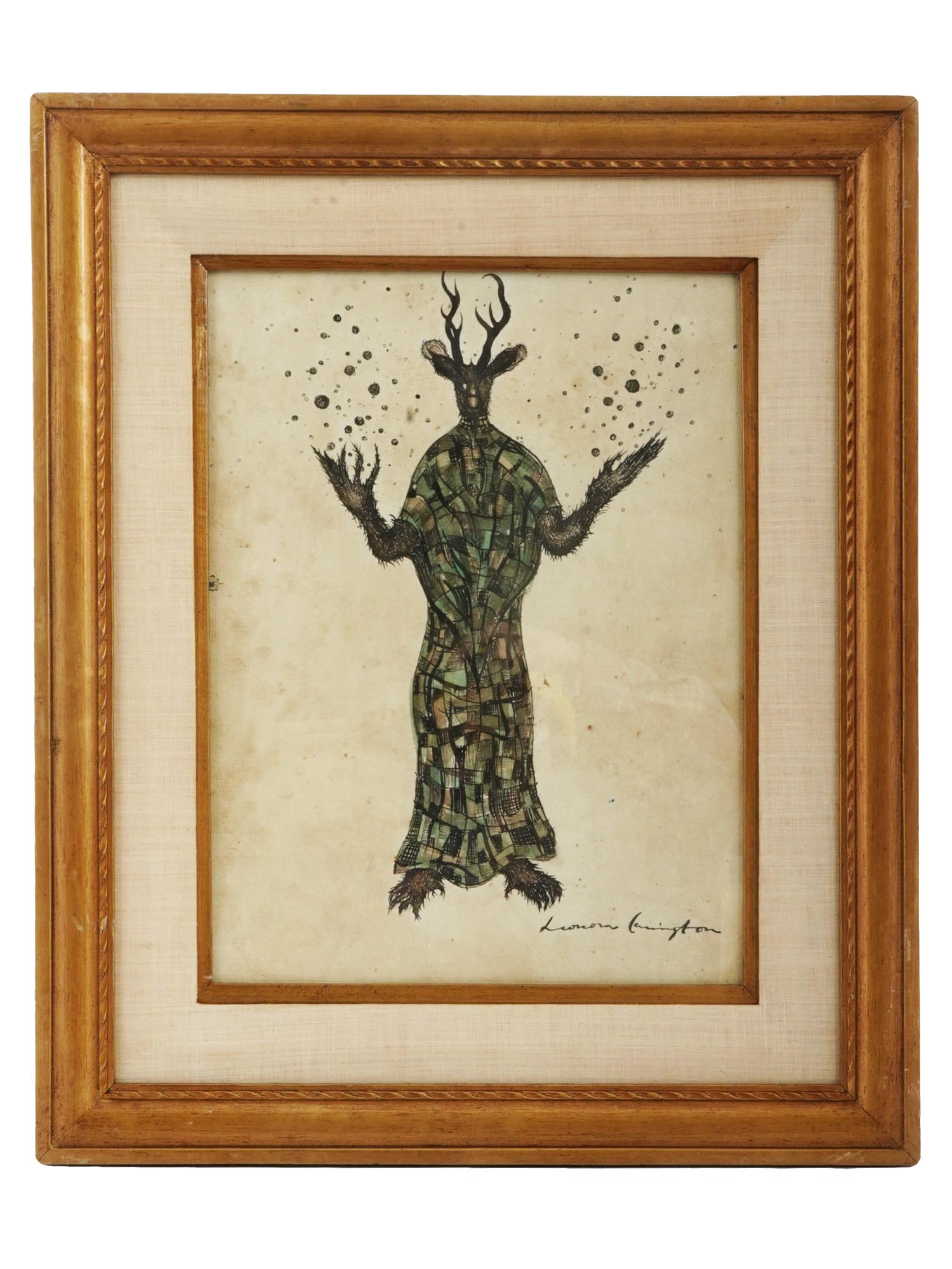 BRITISH MIXED MEDIA PAINTING BY LEONORA CARRINGTON PIC-0