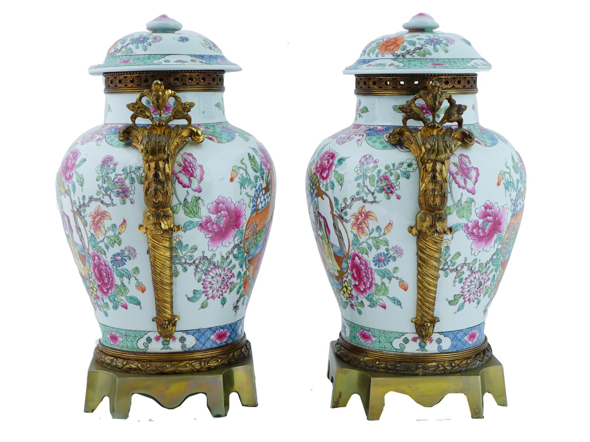 CHINESE REPUBLIC FAMILLE ROSE PORCELAIN URN VASES PIC-1