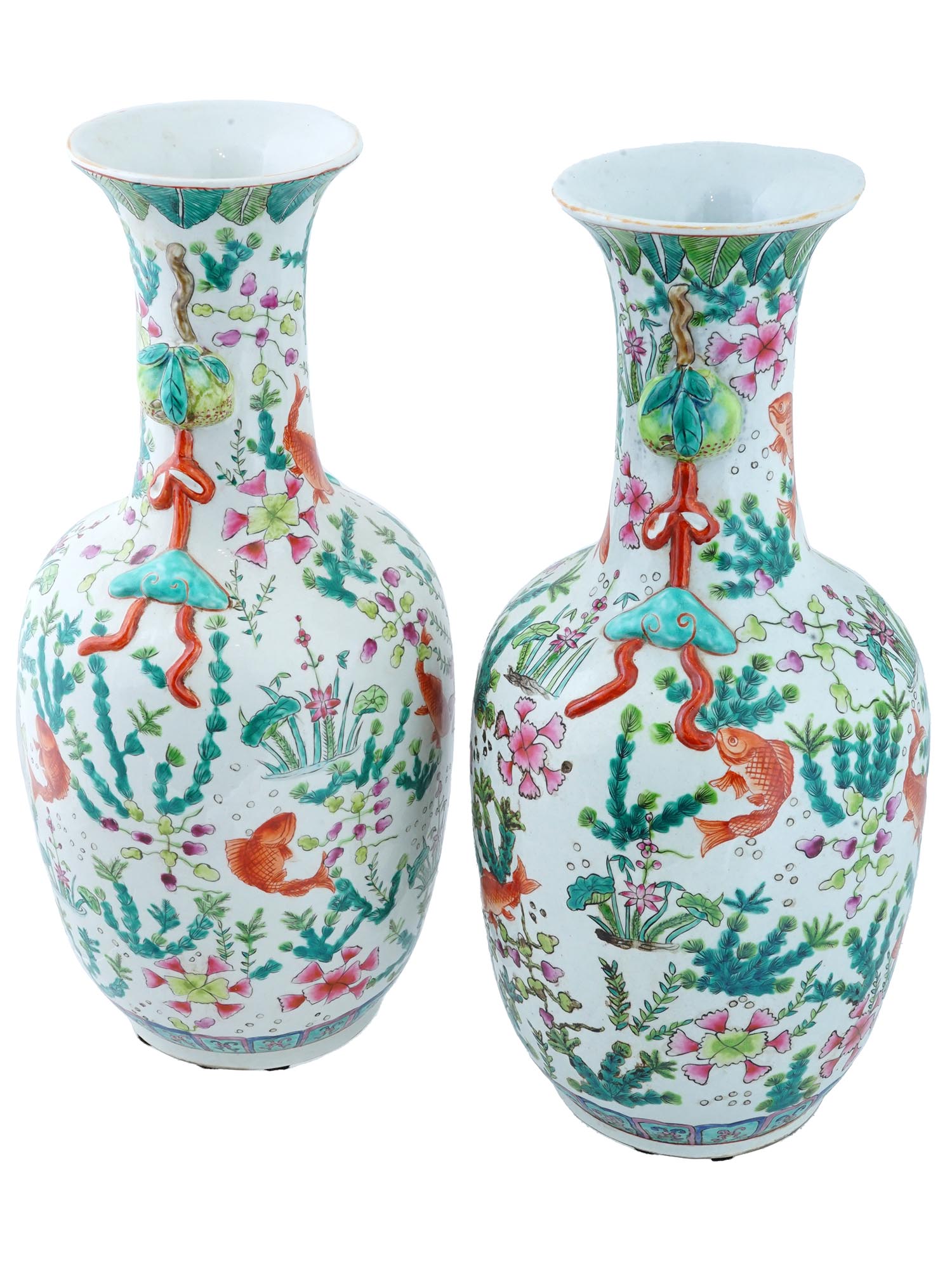 CHINESE REPUBLIC PERIOD FAMILLE VERTE PORCELAIN VASES PIC-0