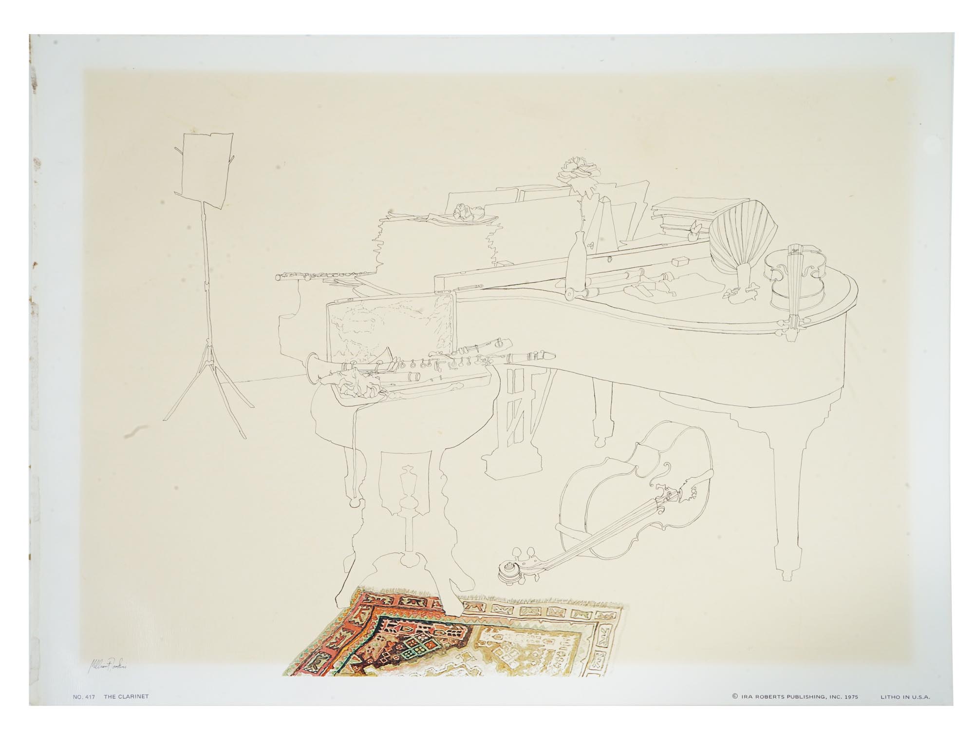AMERICAN CLARINET LITHOGRAPH BY MILLICENT TOMPKINS PIC-0