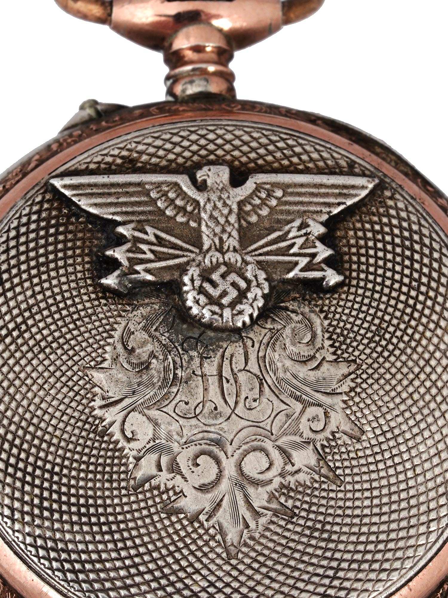 WWII NAZI GERMAN 14K GOLD SILVER ENAMEL POCKET WATCH PIC-4