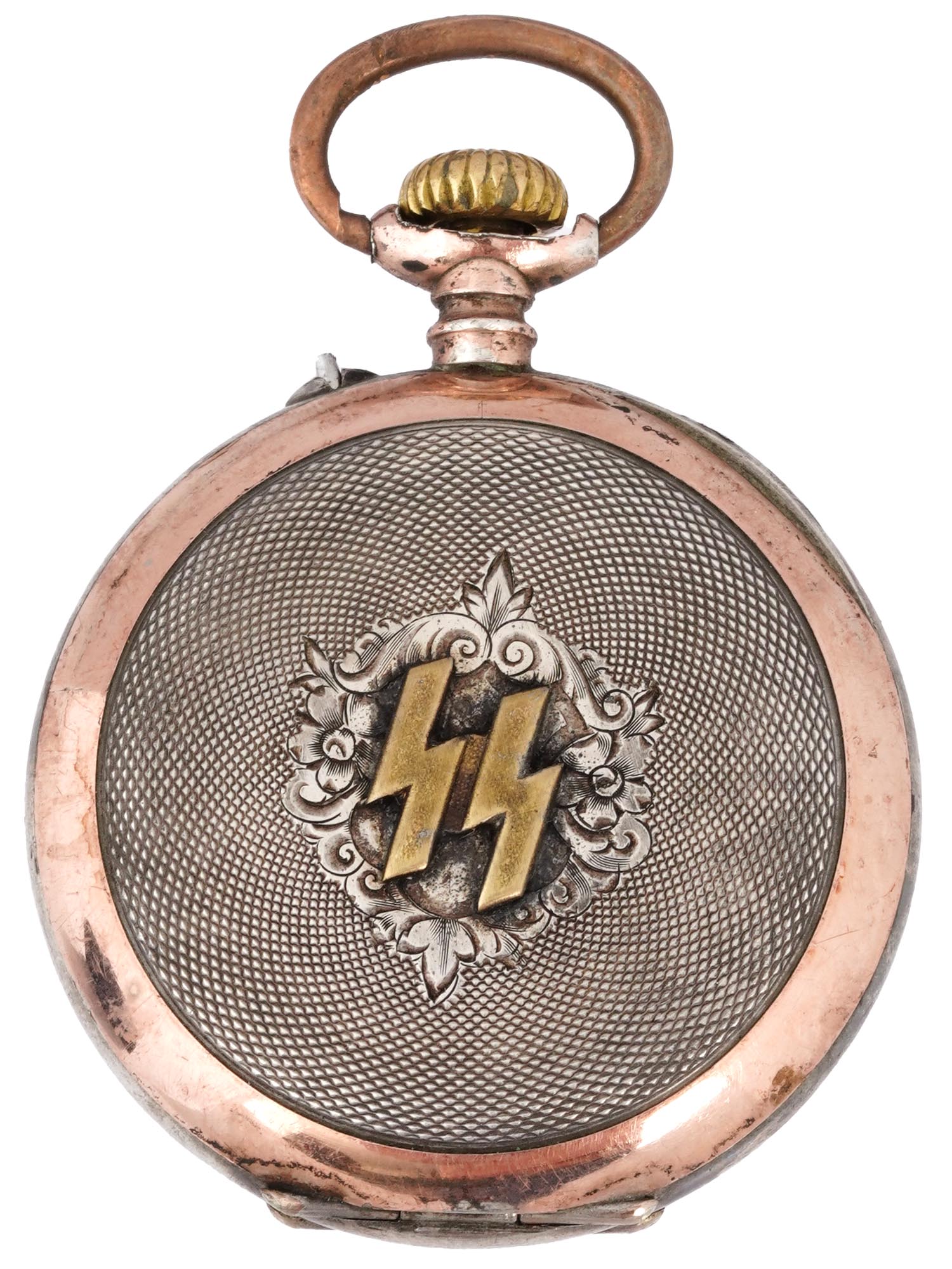 WWII NAZI GERMAN ERA SILVER ENAMEL POCKET WATCH PIC-1