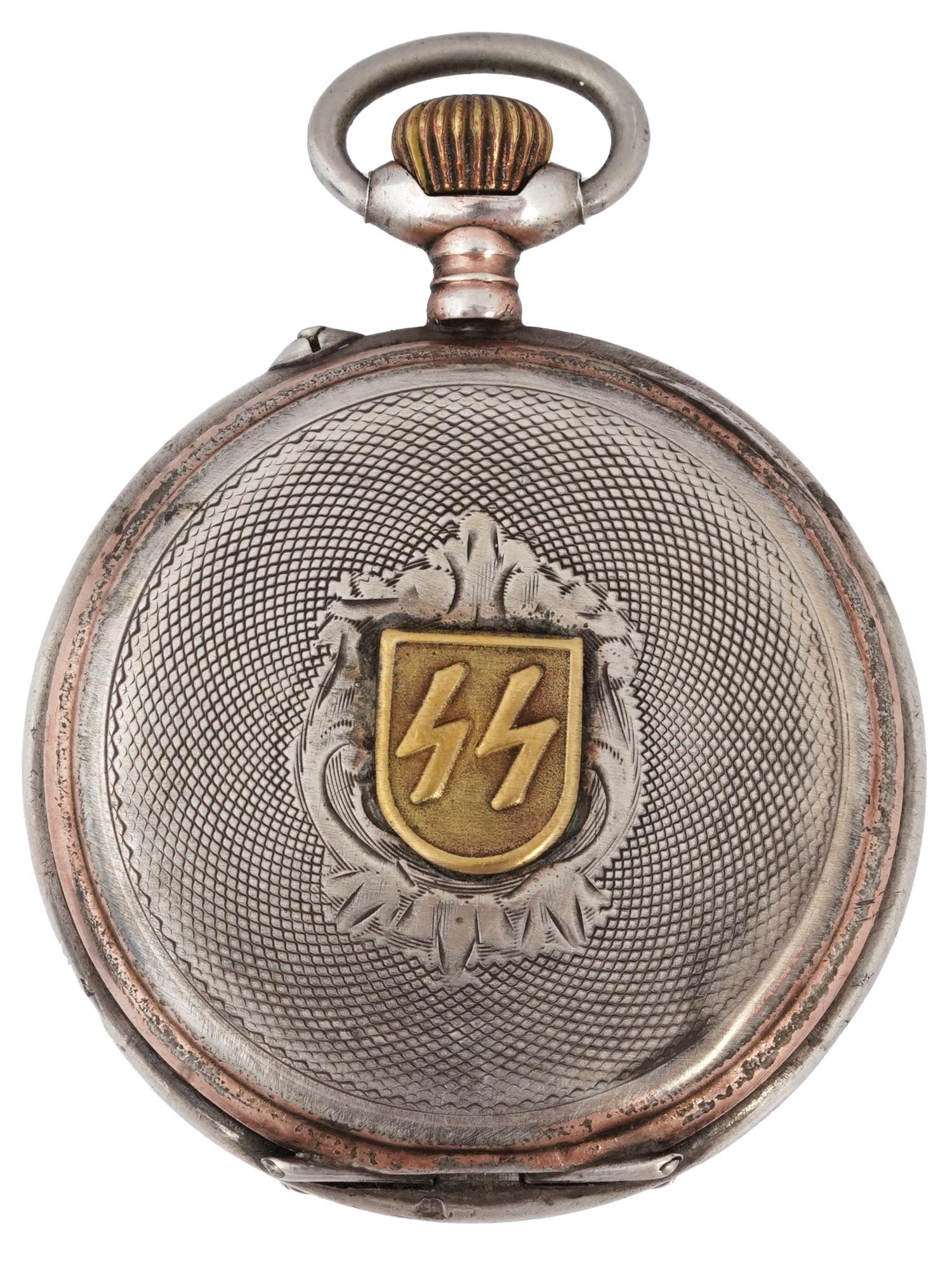 WWII NAZI GERMAN WAFFEN SS SILVER POCKET WATCH PIC-1