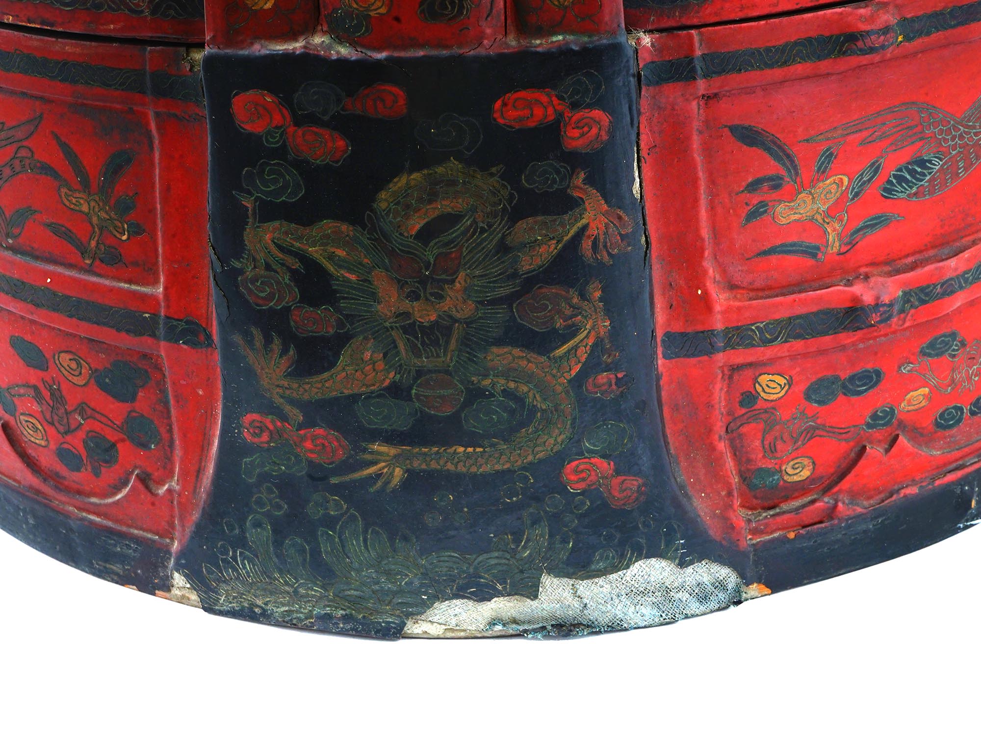 ANTIQUE CHINESE QING RED LACQUER WEDDING BASKET PIC-12