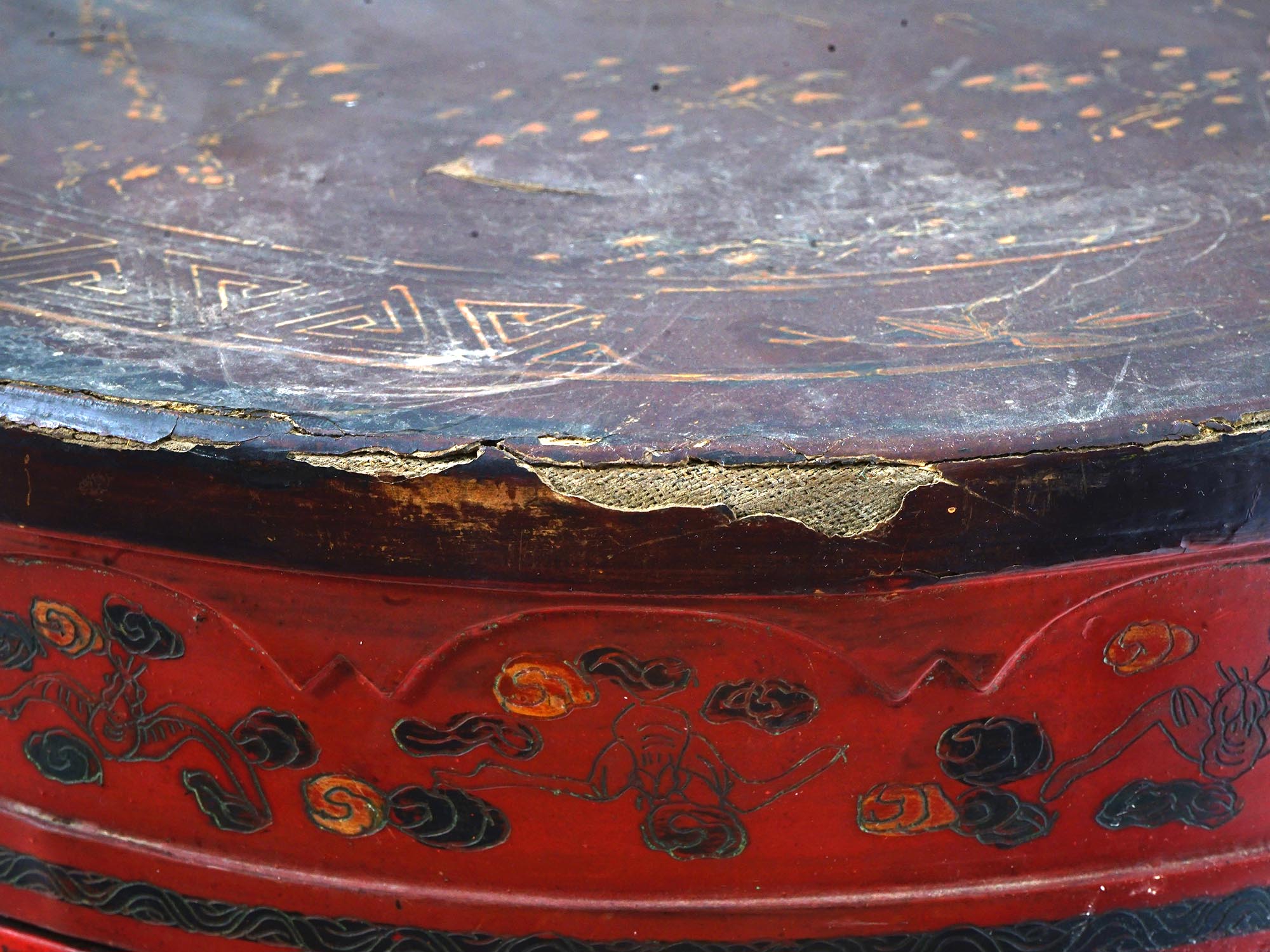 ANTIQUE CHINESE QING RED LACQUER WEDDING BASKET PIC-13