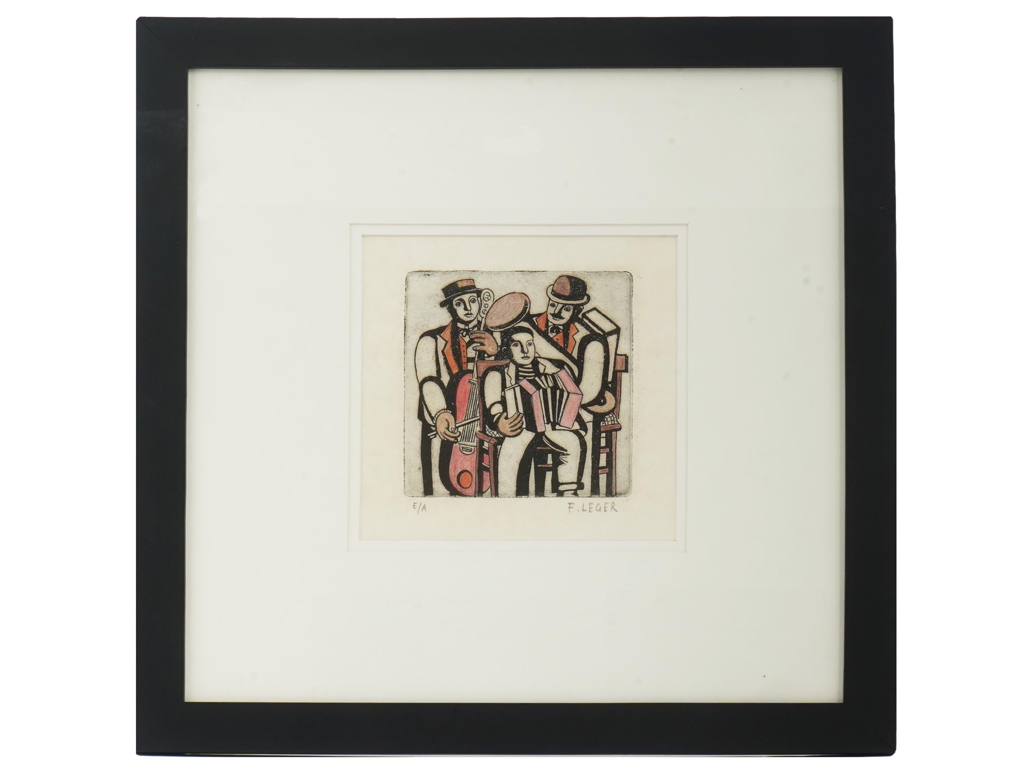 FRENCH FERNAND LEGER ETCHING THREE MUSICIANS PIC-0