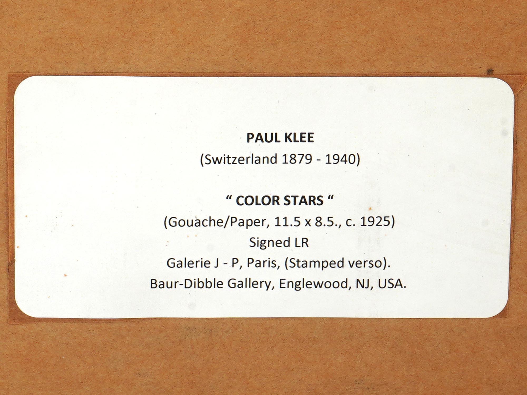 ATTR PAUL KLEE GOUACHE PAINTING COLOR STARS 1925 PIC-4