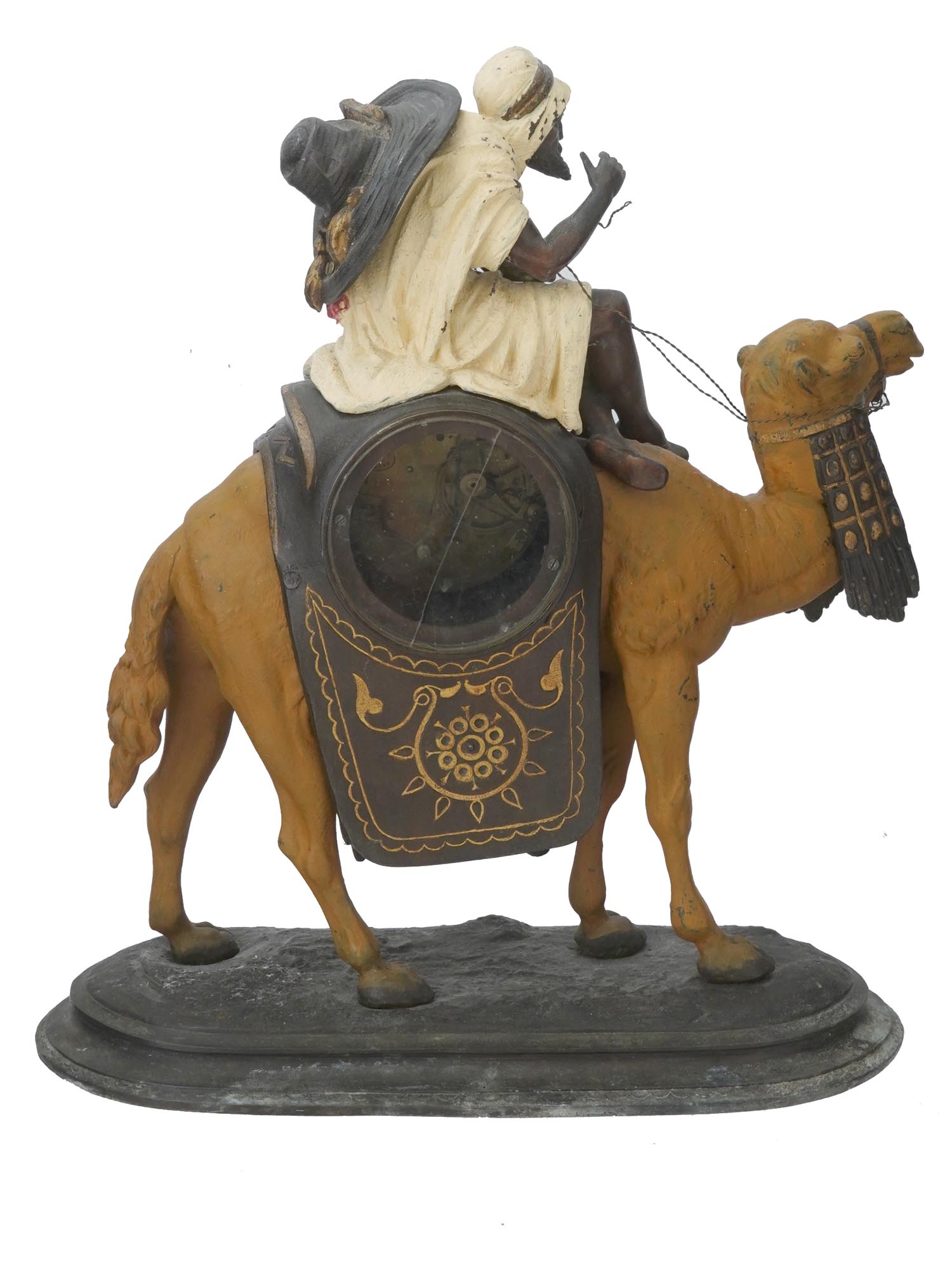 ARAB MAN BRONZE FIGURINE W CLOCK BY FRANZ BERGMAN PIC-3