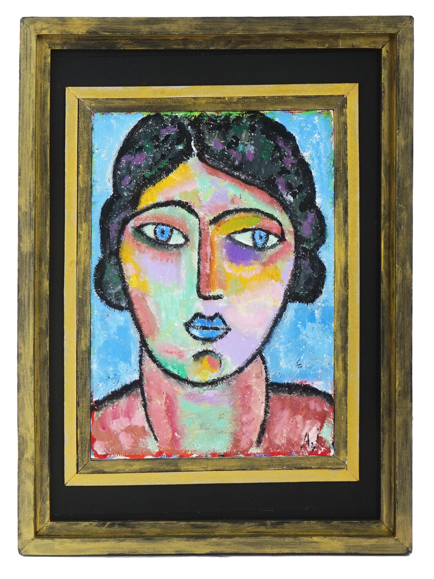 RUSSIAN PORTRAIT PAINTING ATTR ALEXEJ VON JAWLENSKY PIC-0