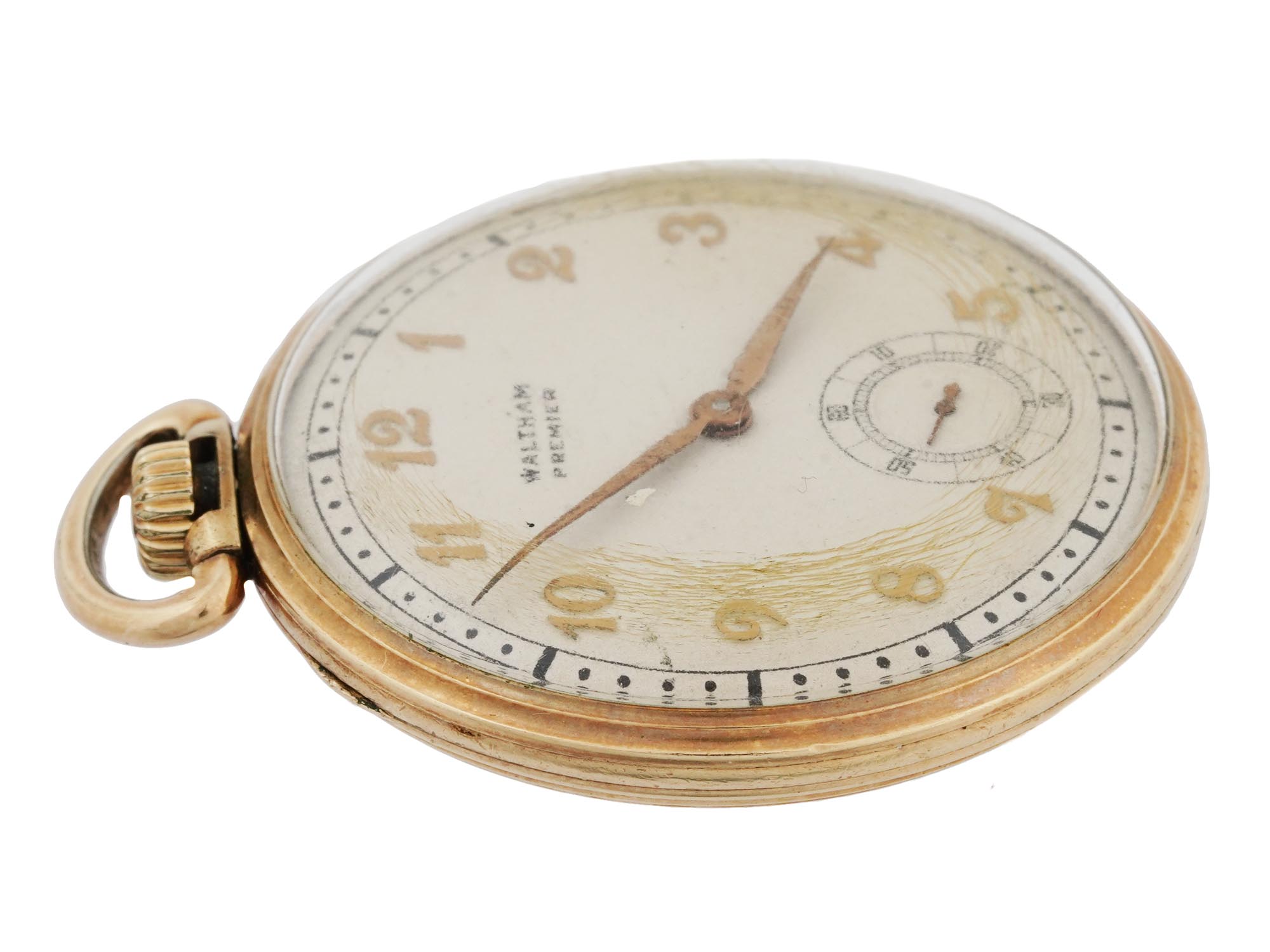 MID CENT WALTHAM PREMIER GOLD PLATED POCKET WATCH PIC-2