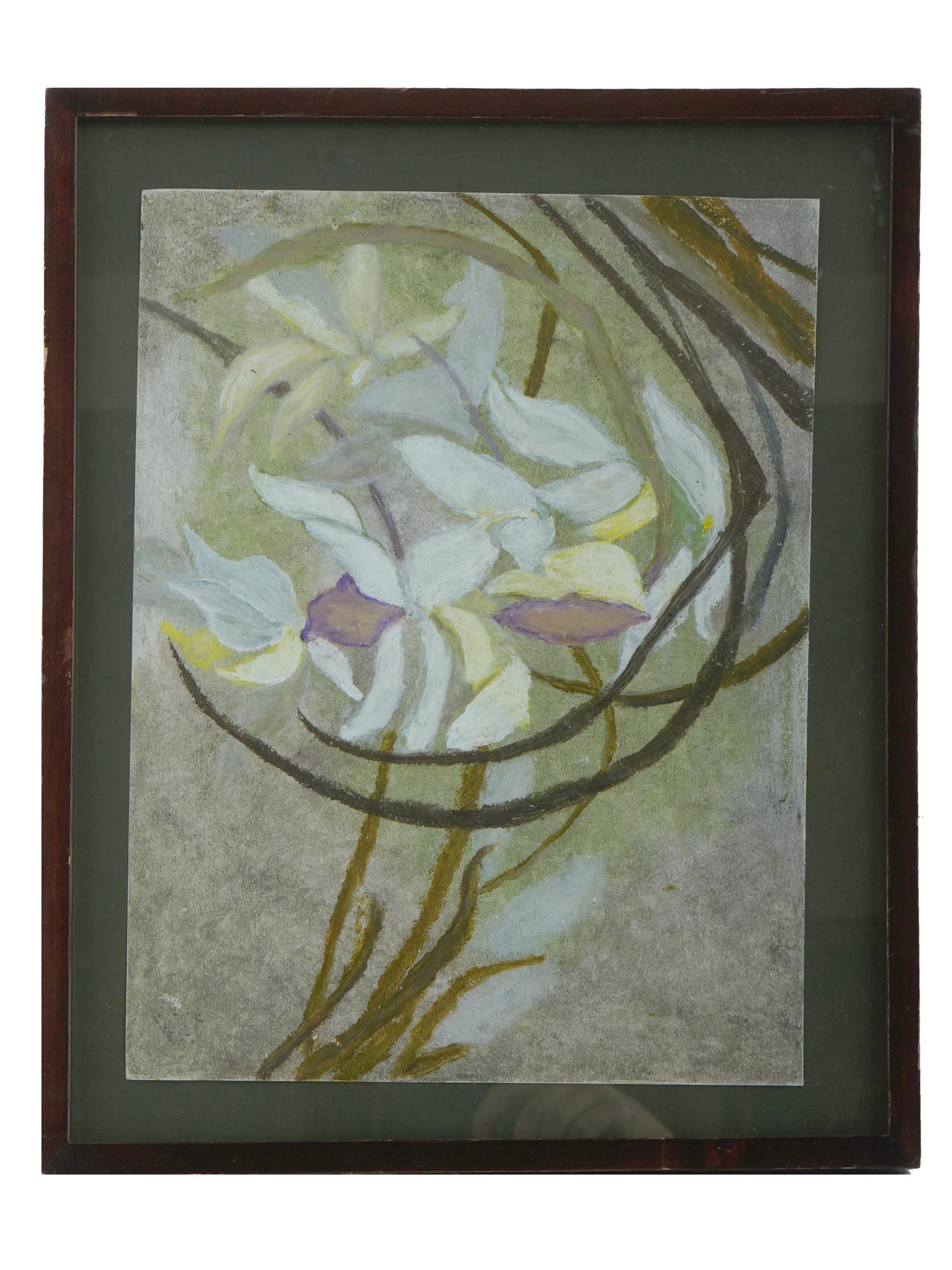 ATTR SUSAN MOSS AMERICAN FLORAL MIXED MEDIA PAINTING PIC-0