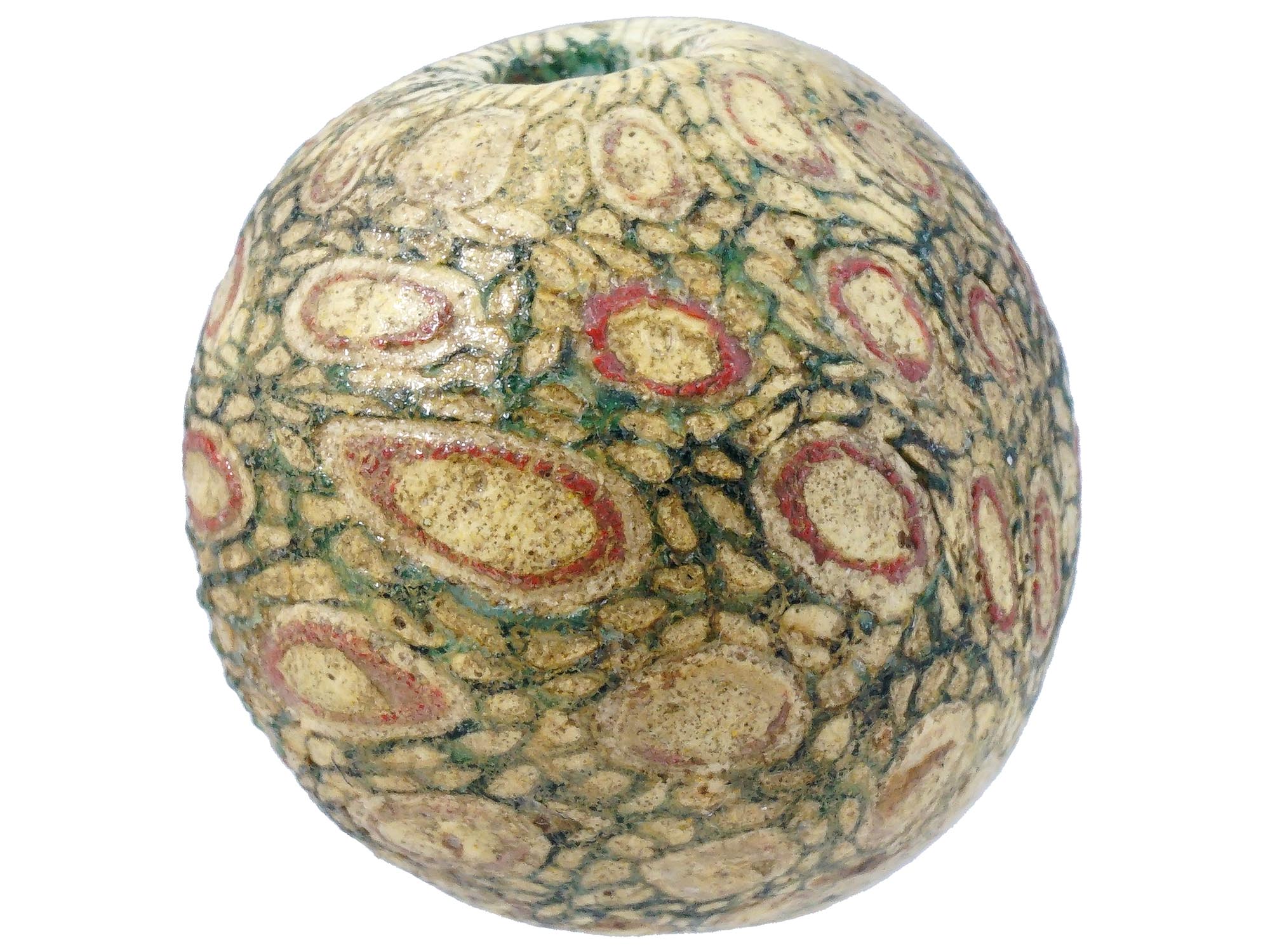 LARGE ANCIENT ROMAN MILLEFIORI GLASS BALL SHAPED BEAD PIC-2