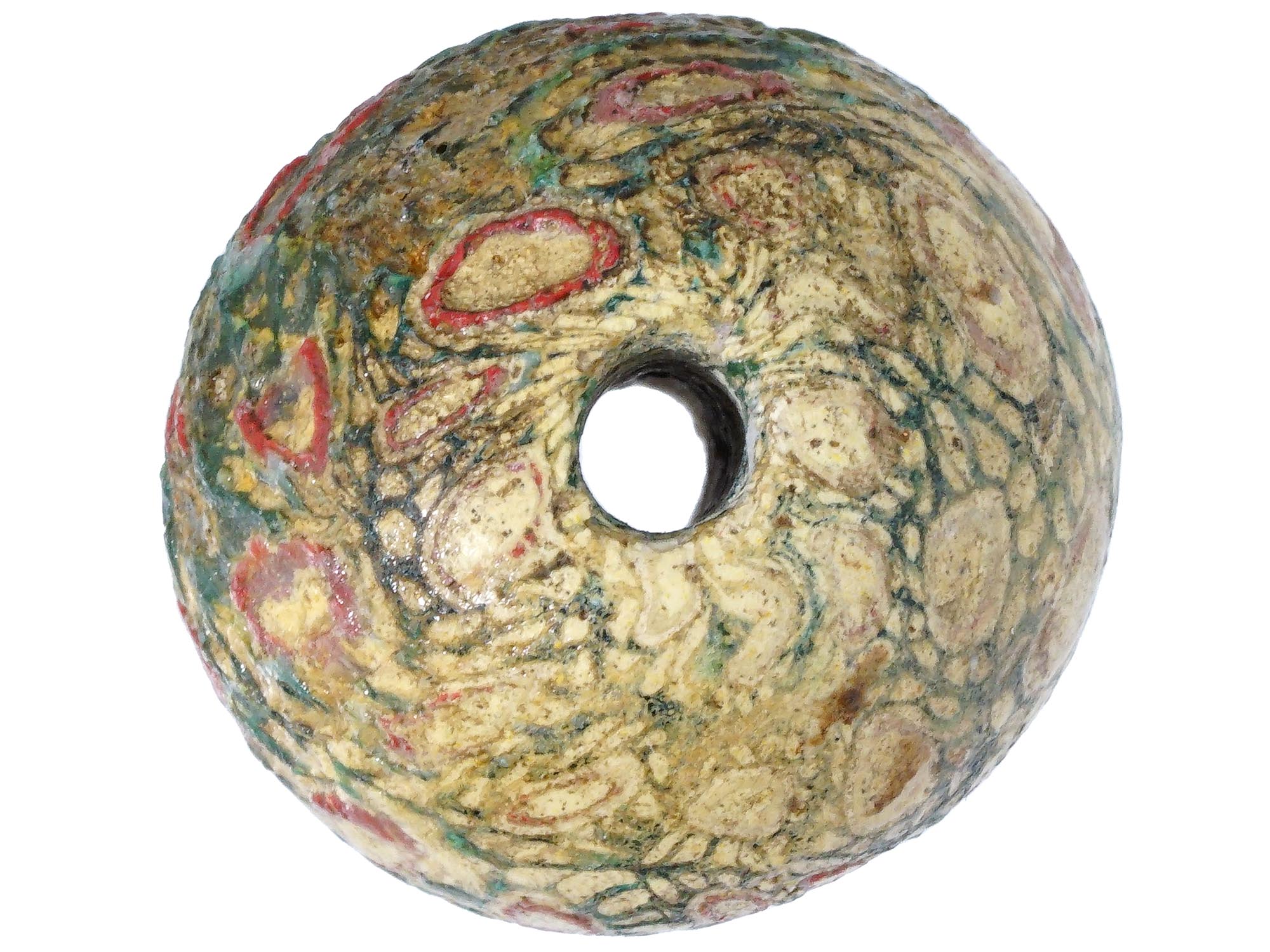 LARGE ANCIENT ROMAN MILLEFIORI GLASS BALL SHAPED BEAD PIC-3