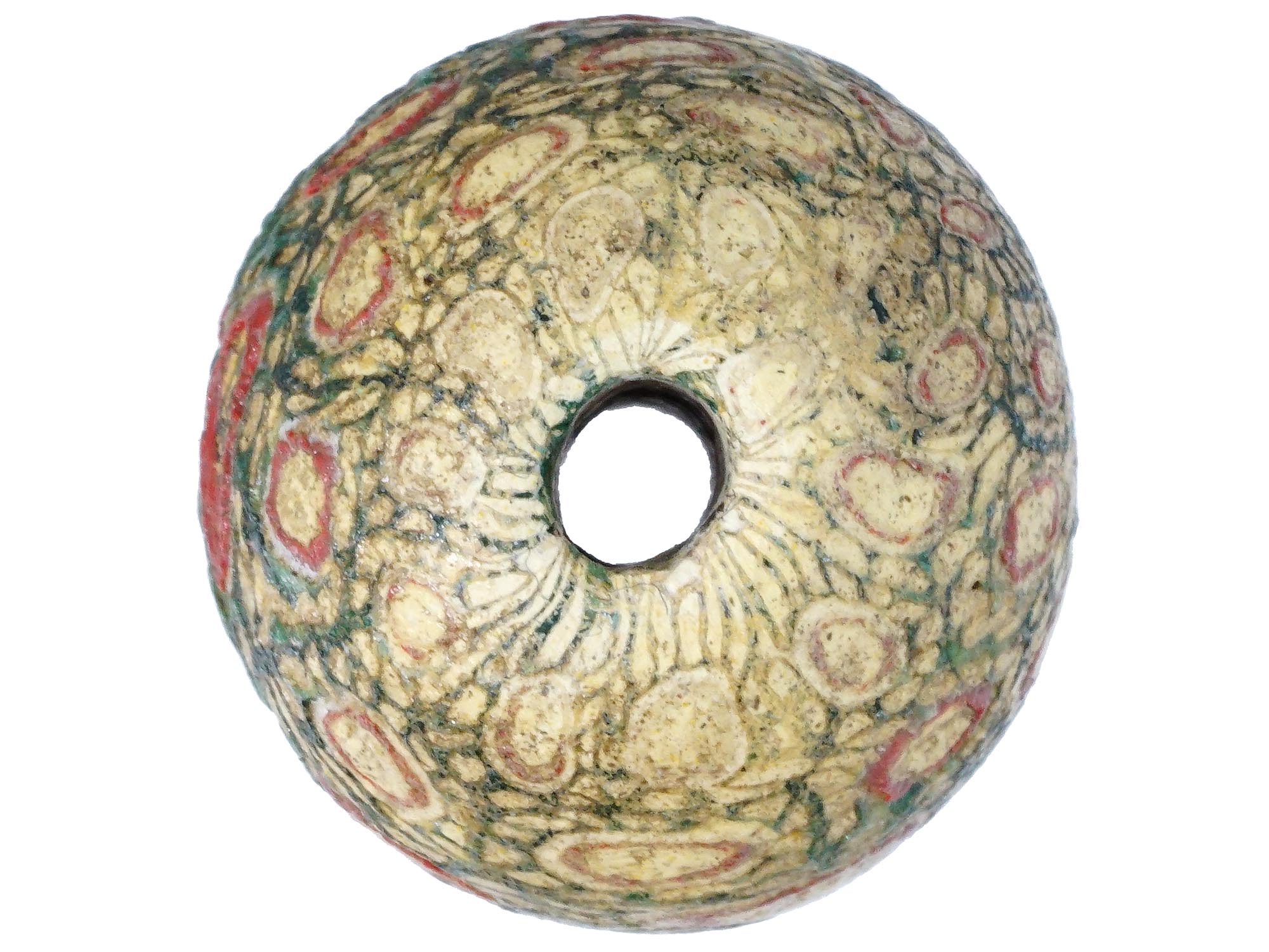 LARGE ANCIENT ROMAN MILLEFIORI GLASS BALL SHAPED BEAD PIC-4