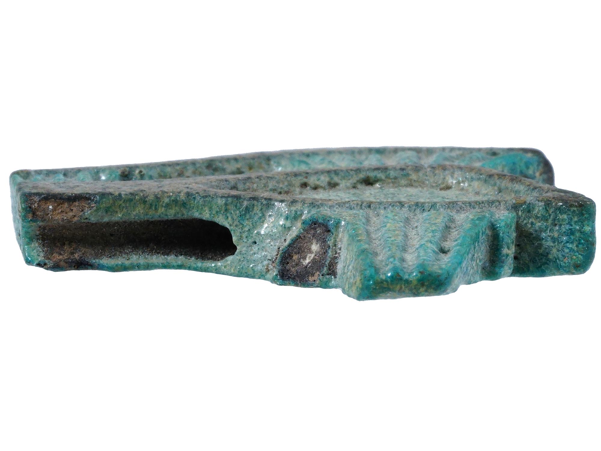 ANCIENT EGYPTIAN BLUE GLAZE FAIENCE UDJAT EYE AMULET PIC-3