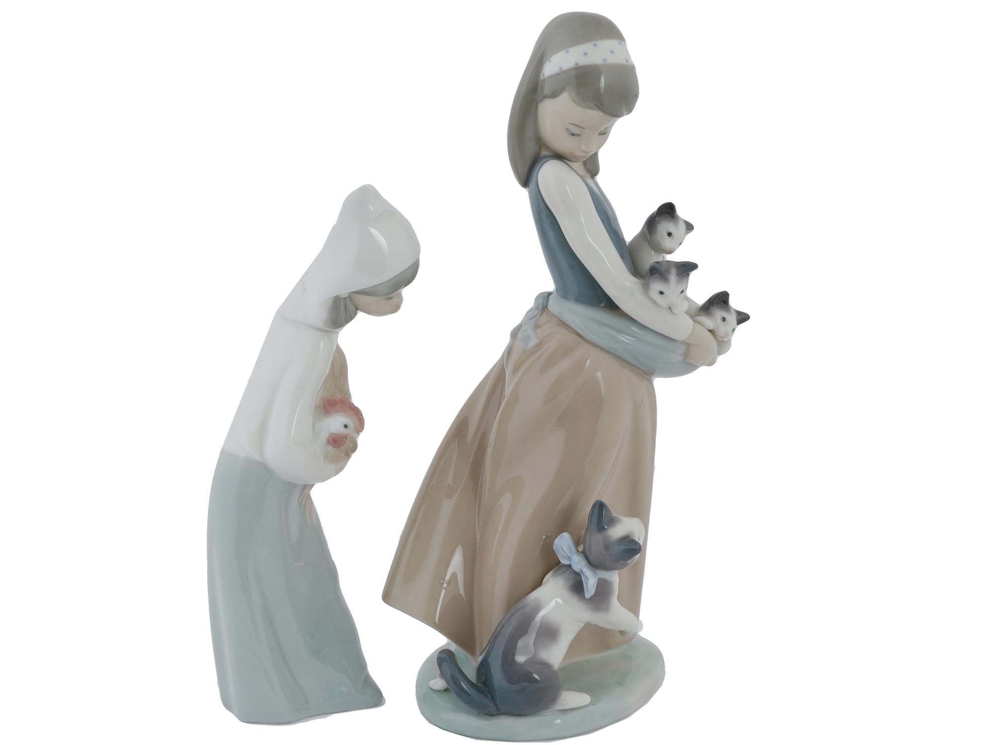 VINTAGE LLADRO PORCELAIN FIGURES GIRLS WITH PETS PIC-3