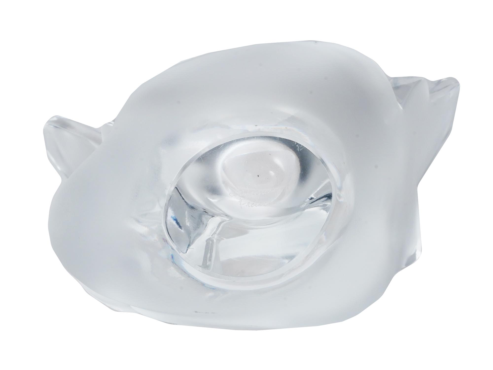 LALIQUE CRYSTAL FROSTED GLASS SYLVIE DOVE VASE PIC-3