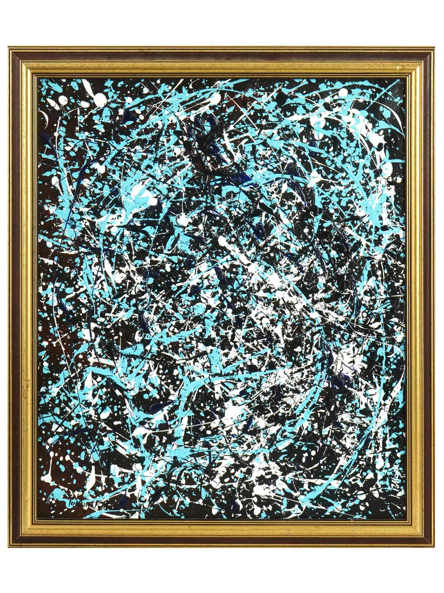 ATTRIBUTED TO JACKSON POLLOCK ABSTRACT OIL PAINTING PIC-0