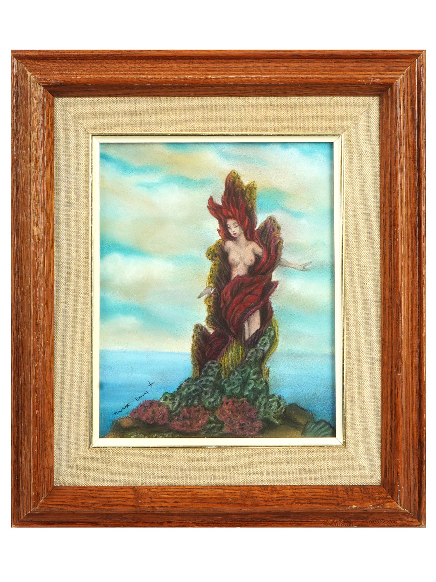 ATTR MAX ERNST GERMAN SURREAL NUDE PASTEL PAINTING PIC-0