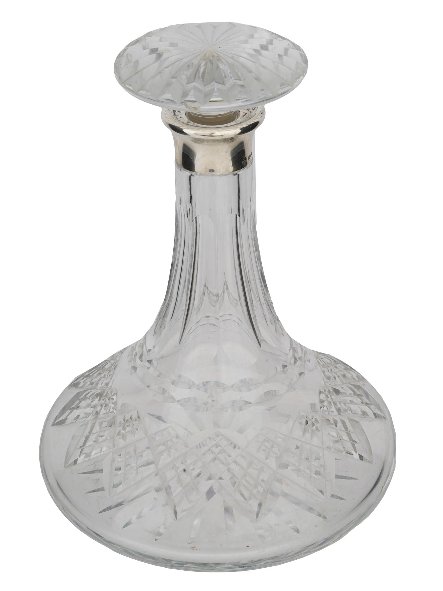 ASPREY LONDON CUT CRYSTAL AND SILVER DECANTER C 1975 PIC-1