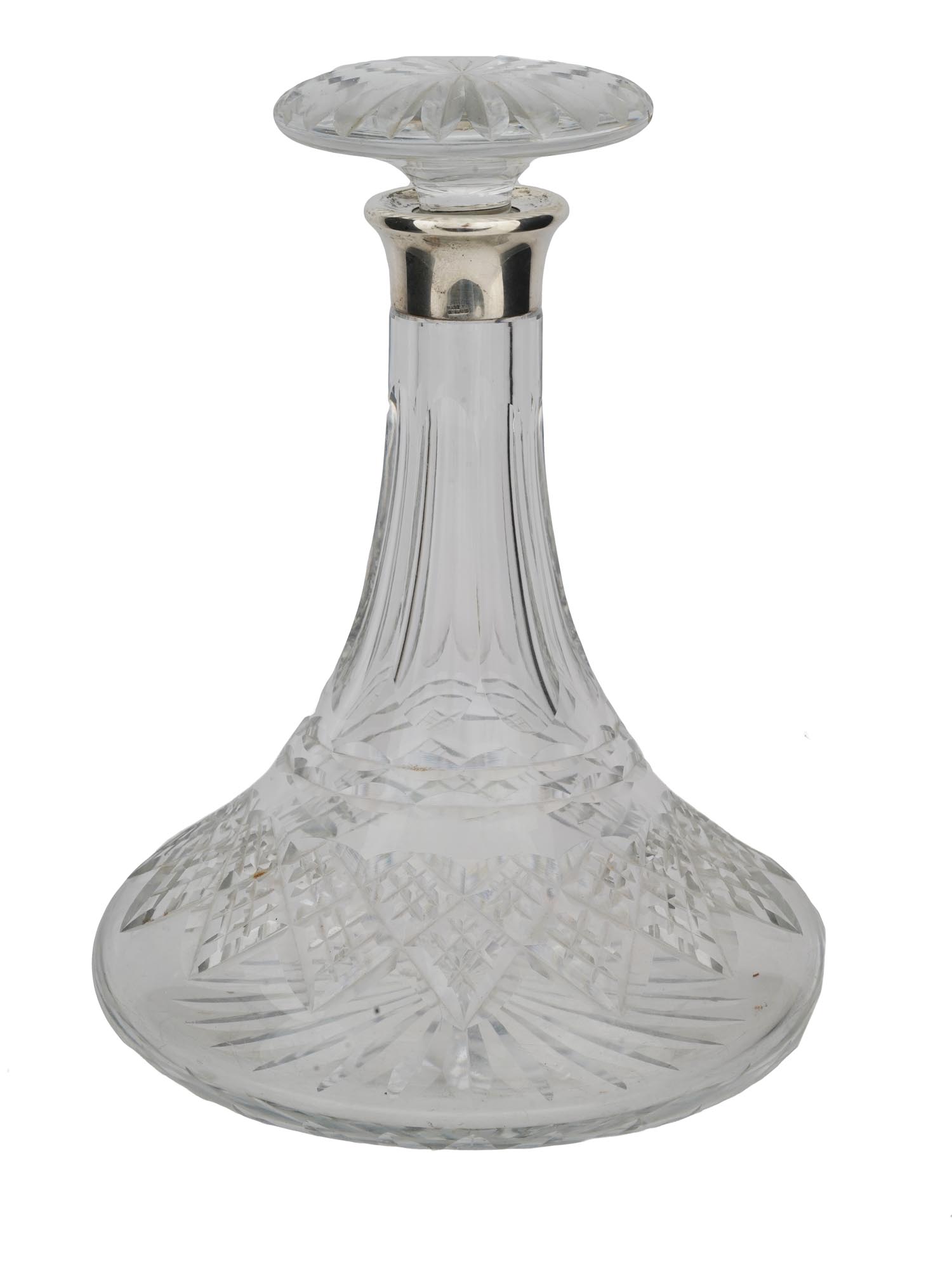 ASPREY LONDON CUT CRYSTAL AND SILVER DECANTER C 1975 PIC-0