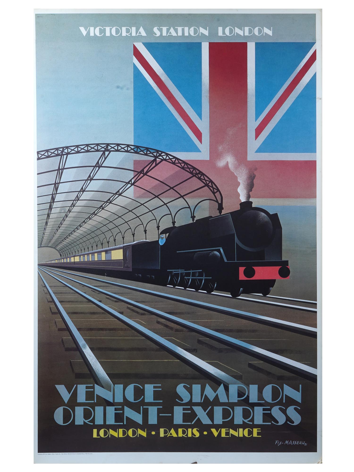 FRENCH ART DECO VICTORIA STATION LONDON TRAVEL POSTER PIC-0