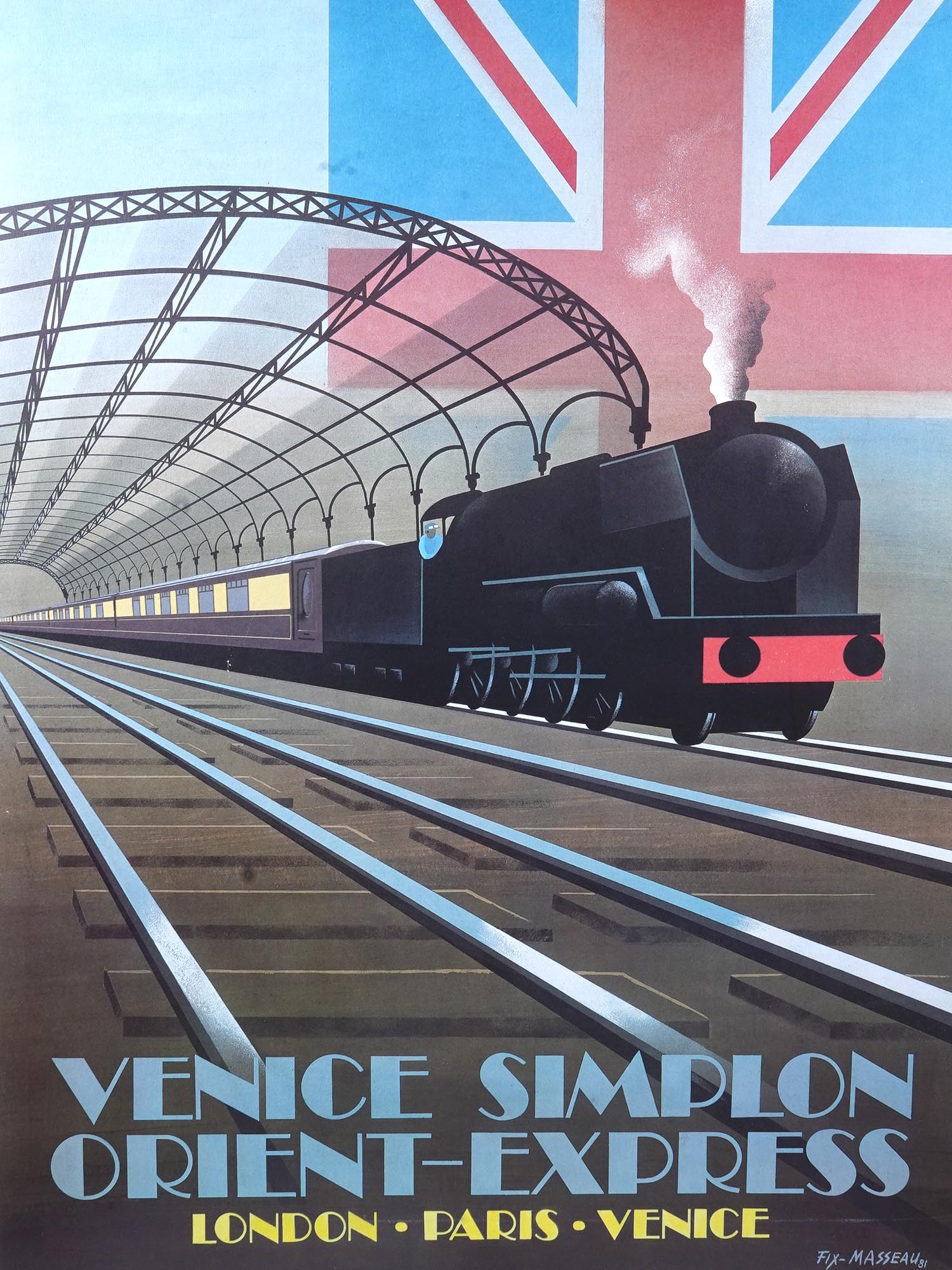 FRENCH ART DECO VICTORIA STATION LONDON TRAVEL POSTER PIC-1