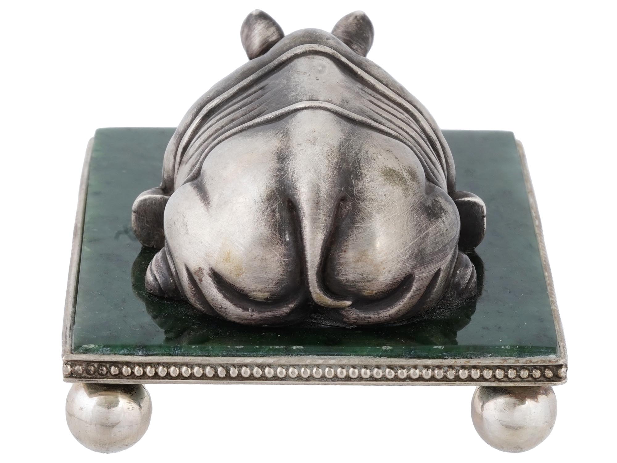 RUSSIAN SILVER AND JADE STONE FIGURINE OF A RHINO PIC-4