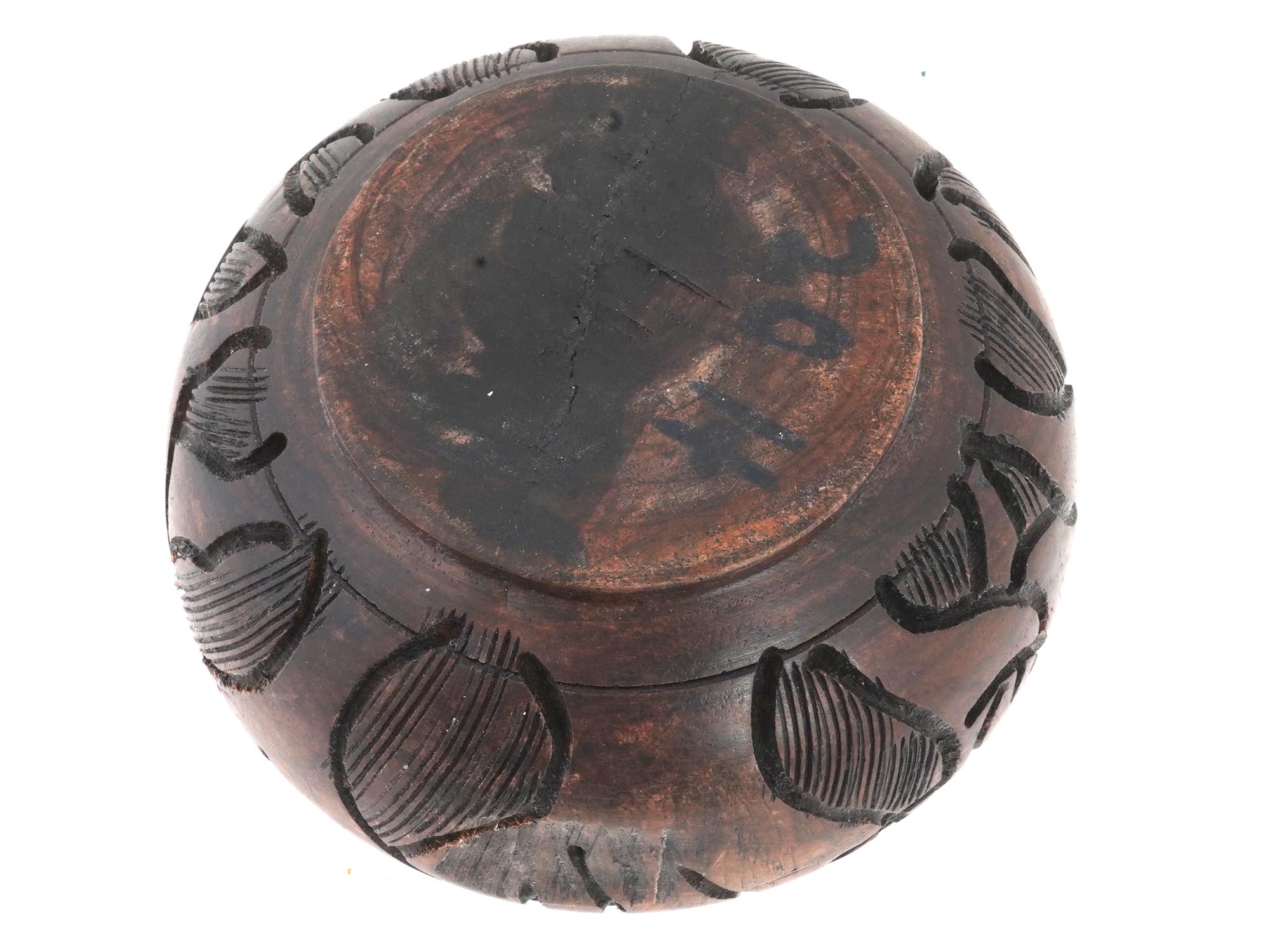 EAST AFRICAN KENYA HAND CARVED TEAK WOODEN BOWL PIC-4