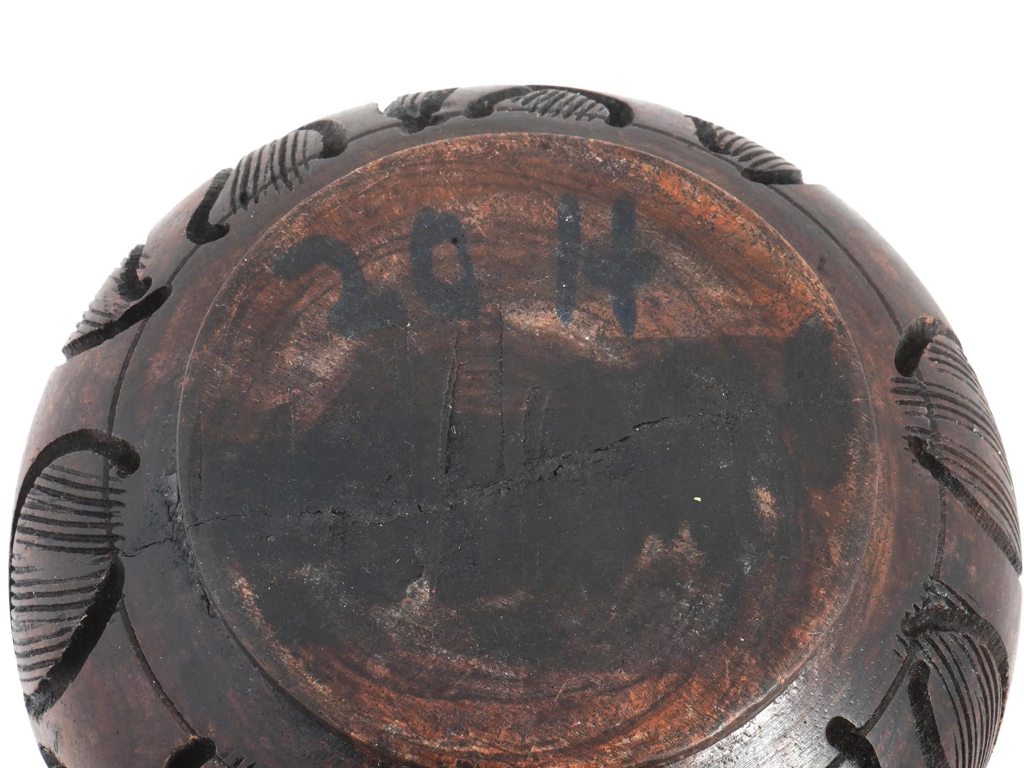 EAST AFRICAN KENYA HAND CARVED TEAK WOODEN BOWL PIC-5