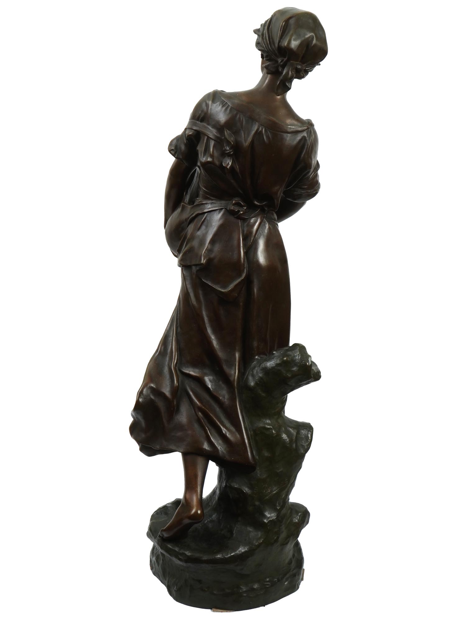 FRENCH BRONZE FEMALE FIGURINE BY EDOUARD DROUOT PIC-3