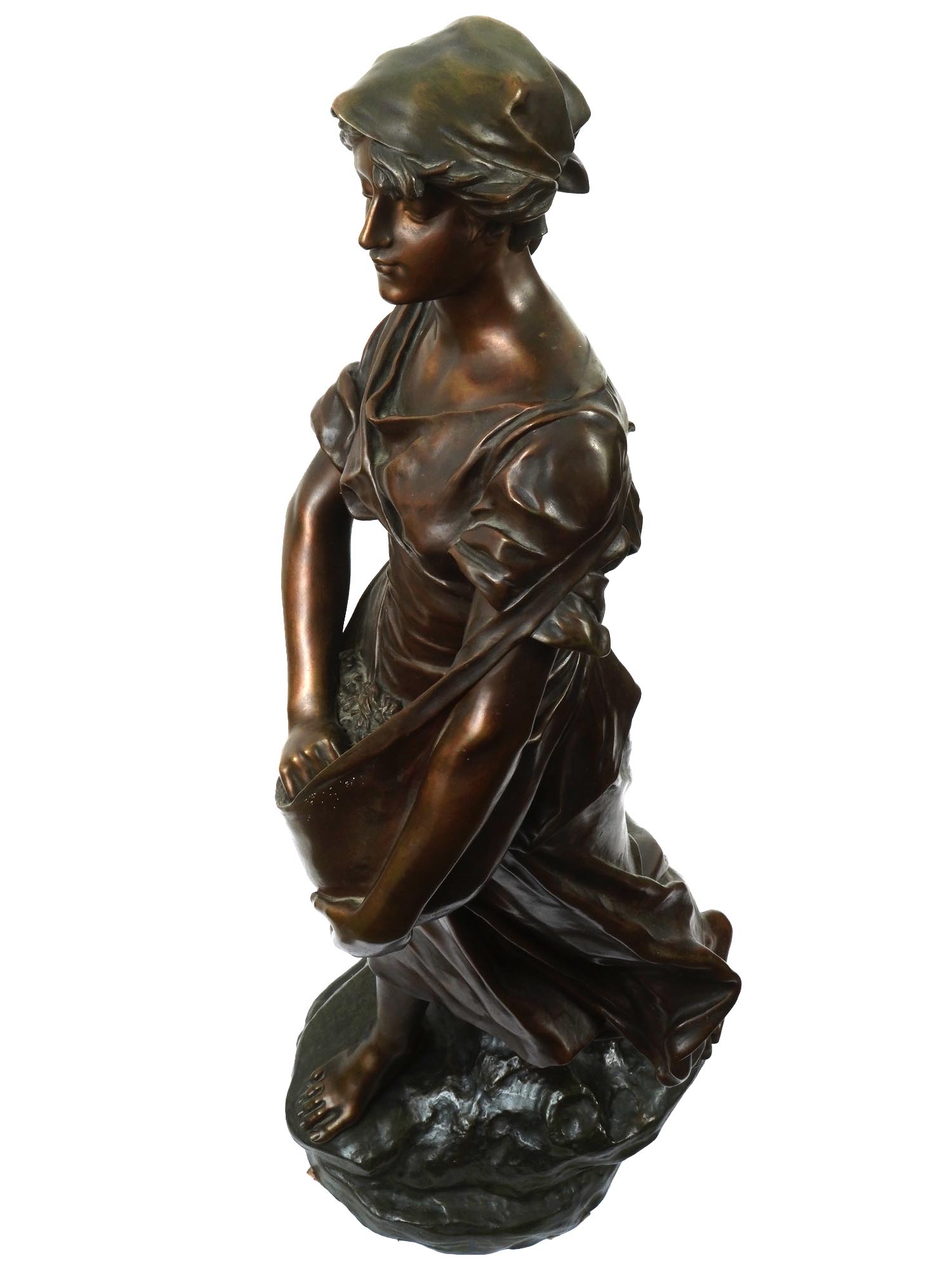 FRENCH BRONZE FEMALE FIGURINE BY EDOUARD DROUOT PIC-1