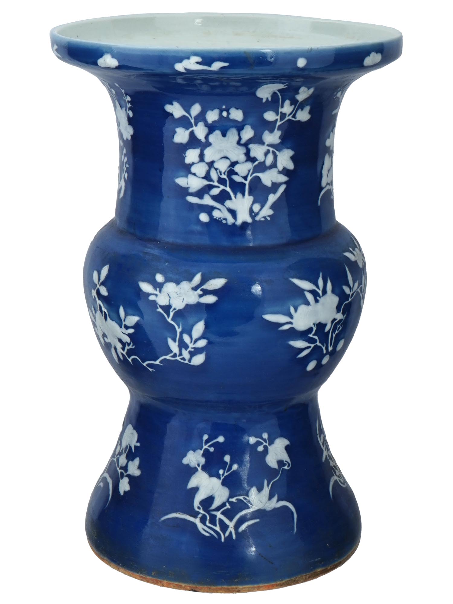 ANTIQUE CHINESE FLORAL BLUE AND WHITE PORCELAIN VASE PIC-0